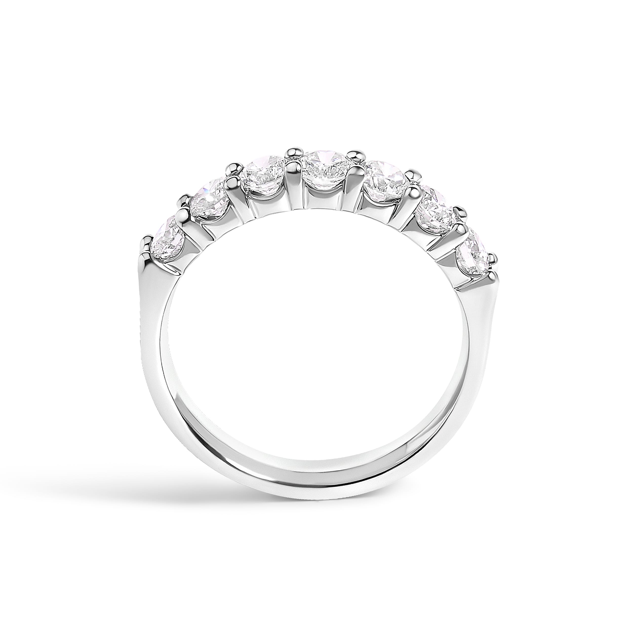 14K White Gold 1.0 Cttw Diamond 7 Stone Band Ring - Image 5