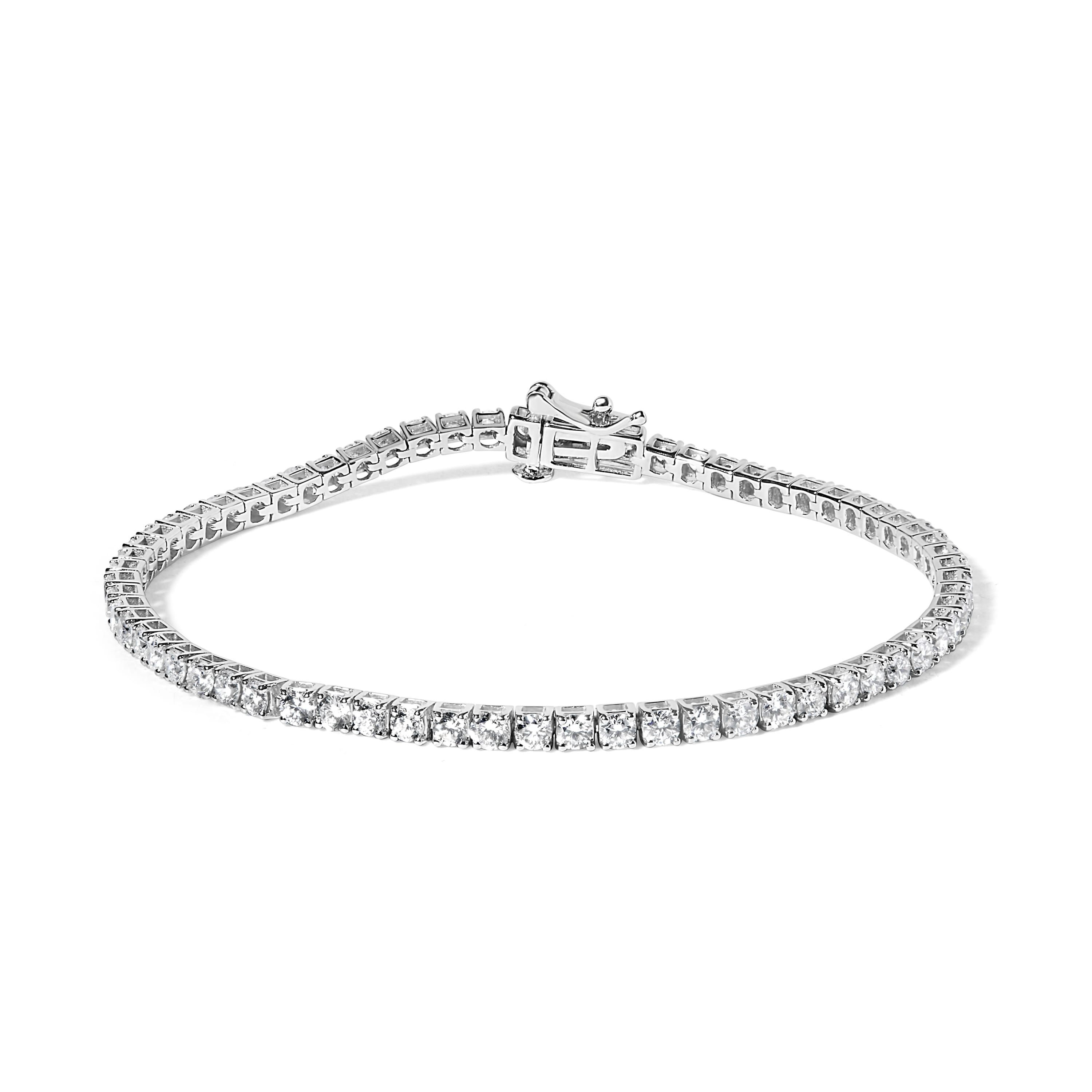 14K White Gold 4.0 Cttw Classic Lab-Grown Diamond Tennis Bracelet (F-G Color, VS2-SI1 Clarity) - 7" Inches