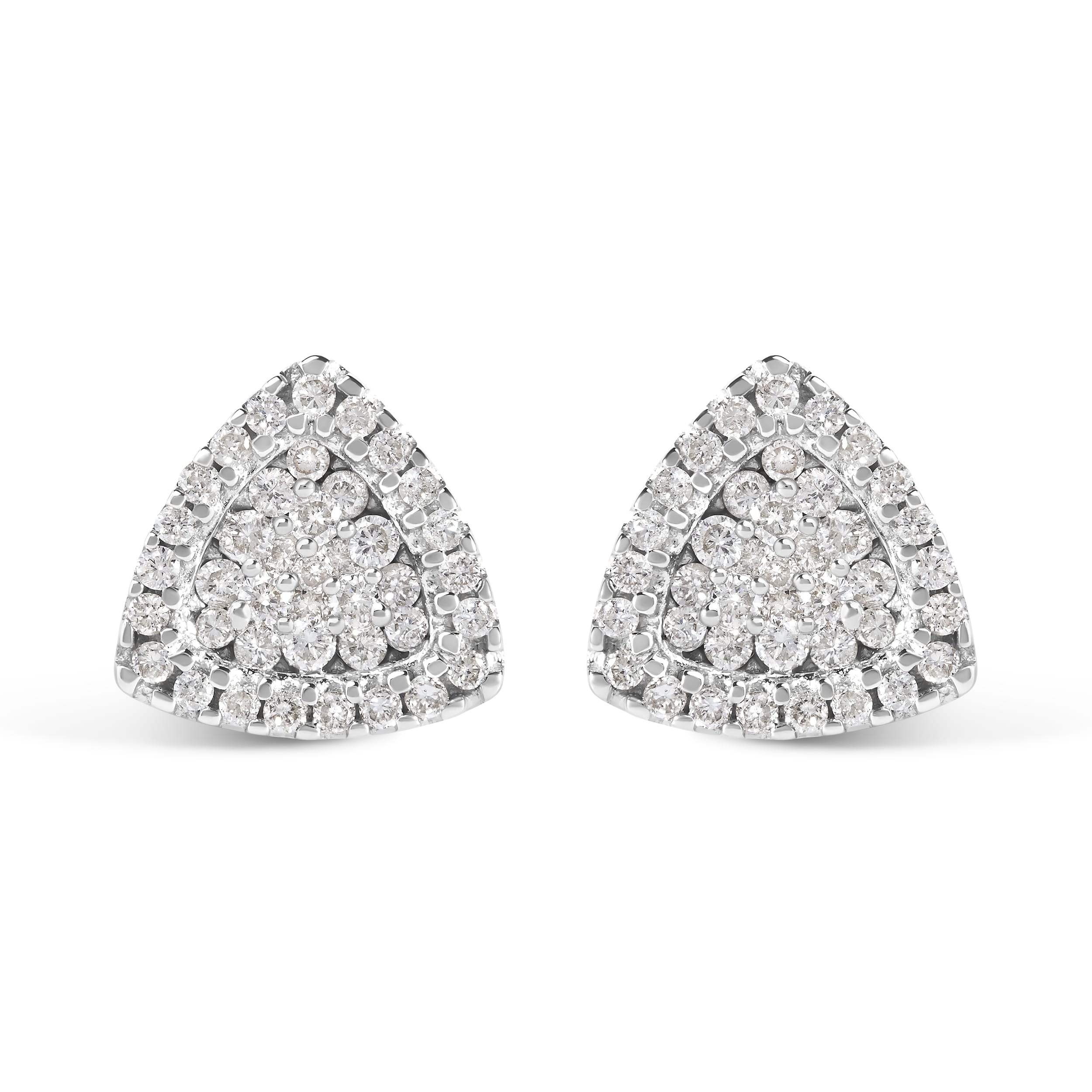 14K White Gold 1/2 cttw Trillion Shaped Diamond Stud Earrings (H-I Clarity, SI2-I1 Color)