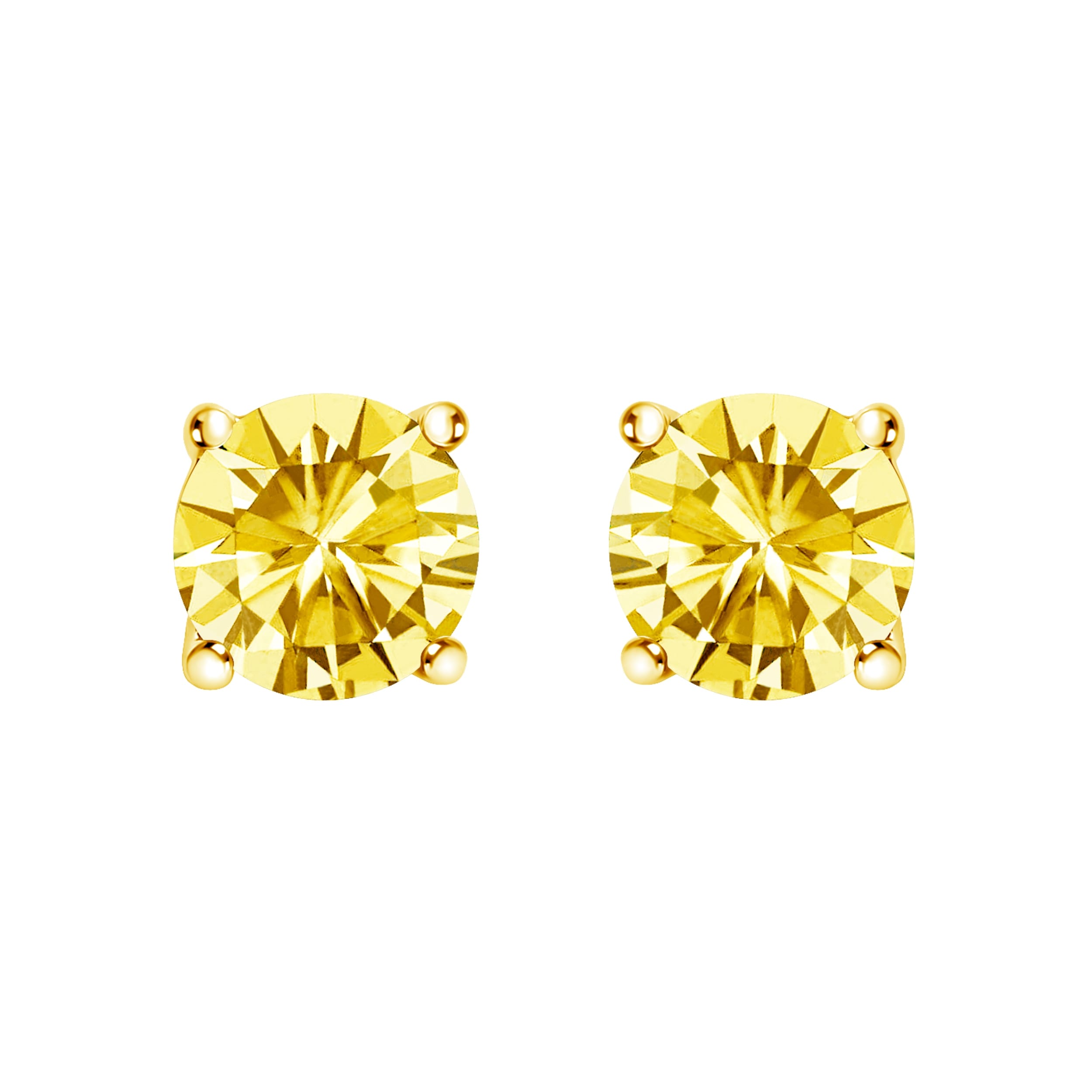 14K Yellow Gold 1 1/2 Cttw Lab Grown Yellow Diamond Solitaire Stud Earrings  (Yellow Color, VS2-SI1 Clarity)