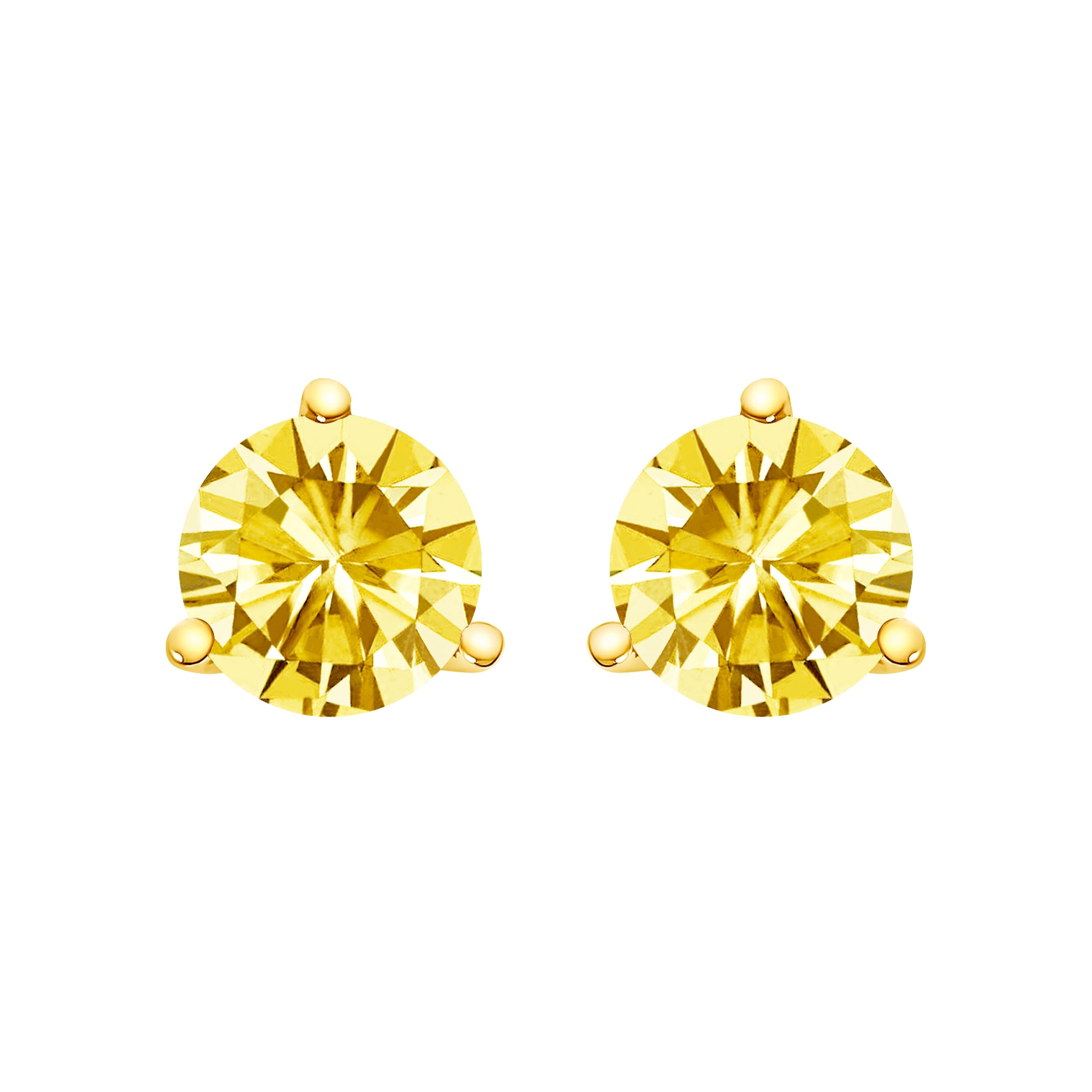14K Yellow Gold 3-Prong Martini Set 1 1/2 Cttw Yellow Lab Grown Diamond Solitaire Stud Earrings