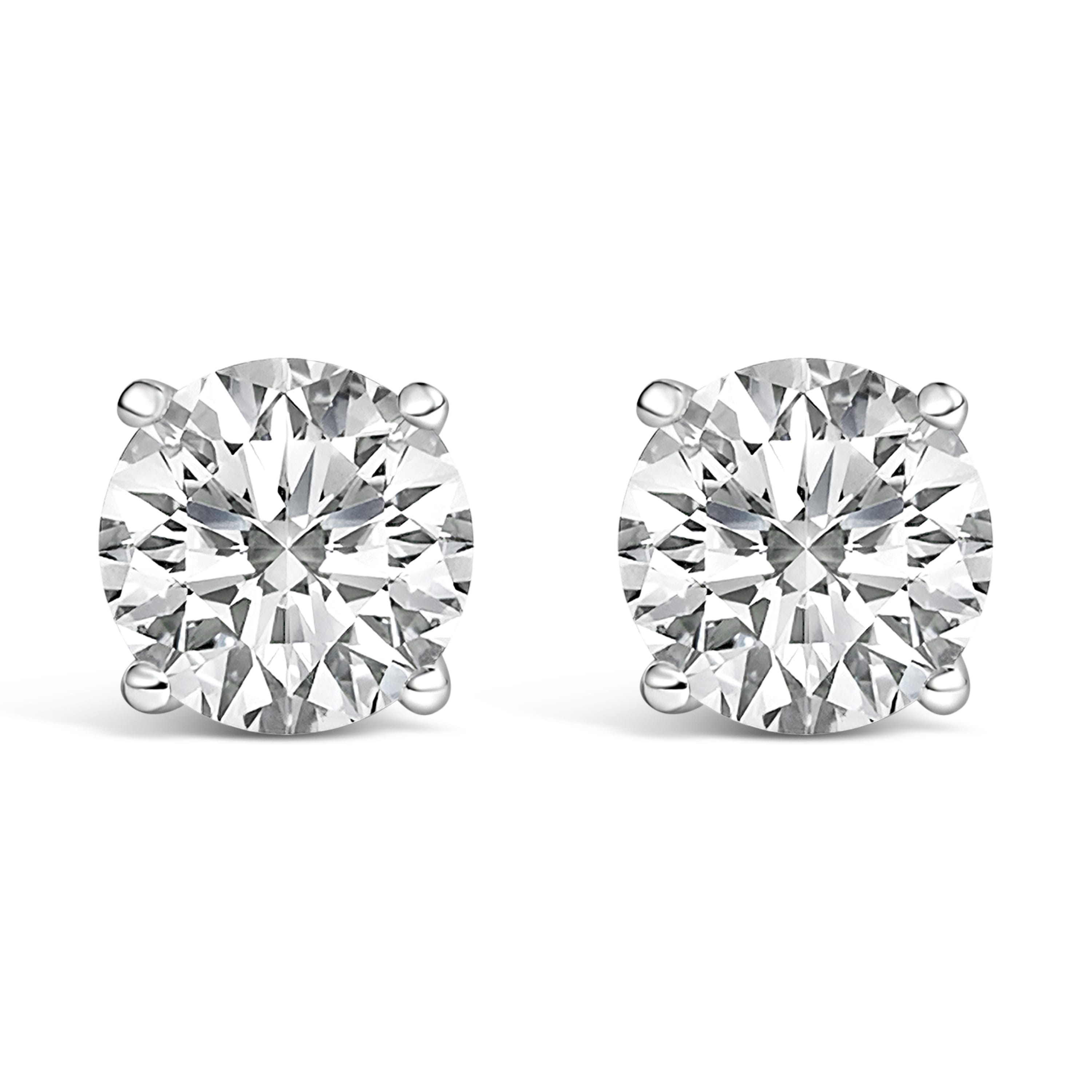 Platinum 6.00 Cttw Round Lab Grown Diamond Solitaire Stud Earrings