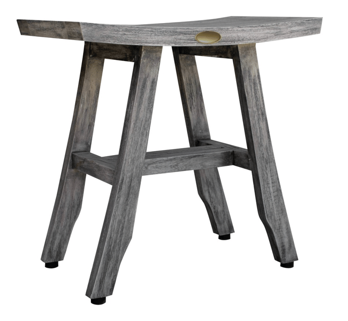Compact Contemporary Teak Shower Stool Gray Finish