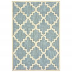 Category: Dropship Outdoors, SKU #384224, Title: 9' x 12' Blue Ivory Machine Woven Geometric Indoor or Outdoor Area Rug