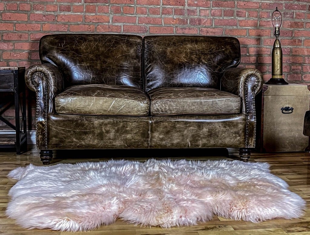3' X 5' Pink Natural Sheepskin Area Rug - Image 4