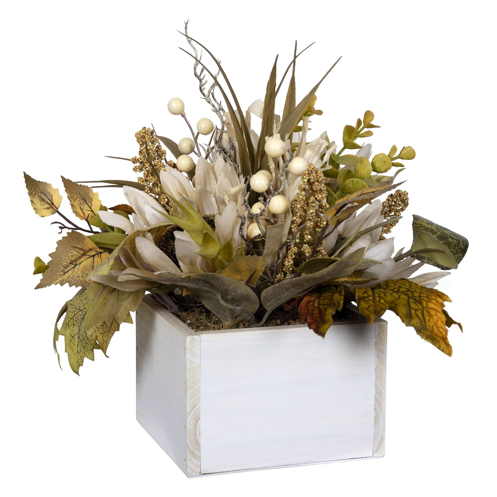 White Metal Planter Floral Arrangement