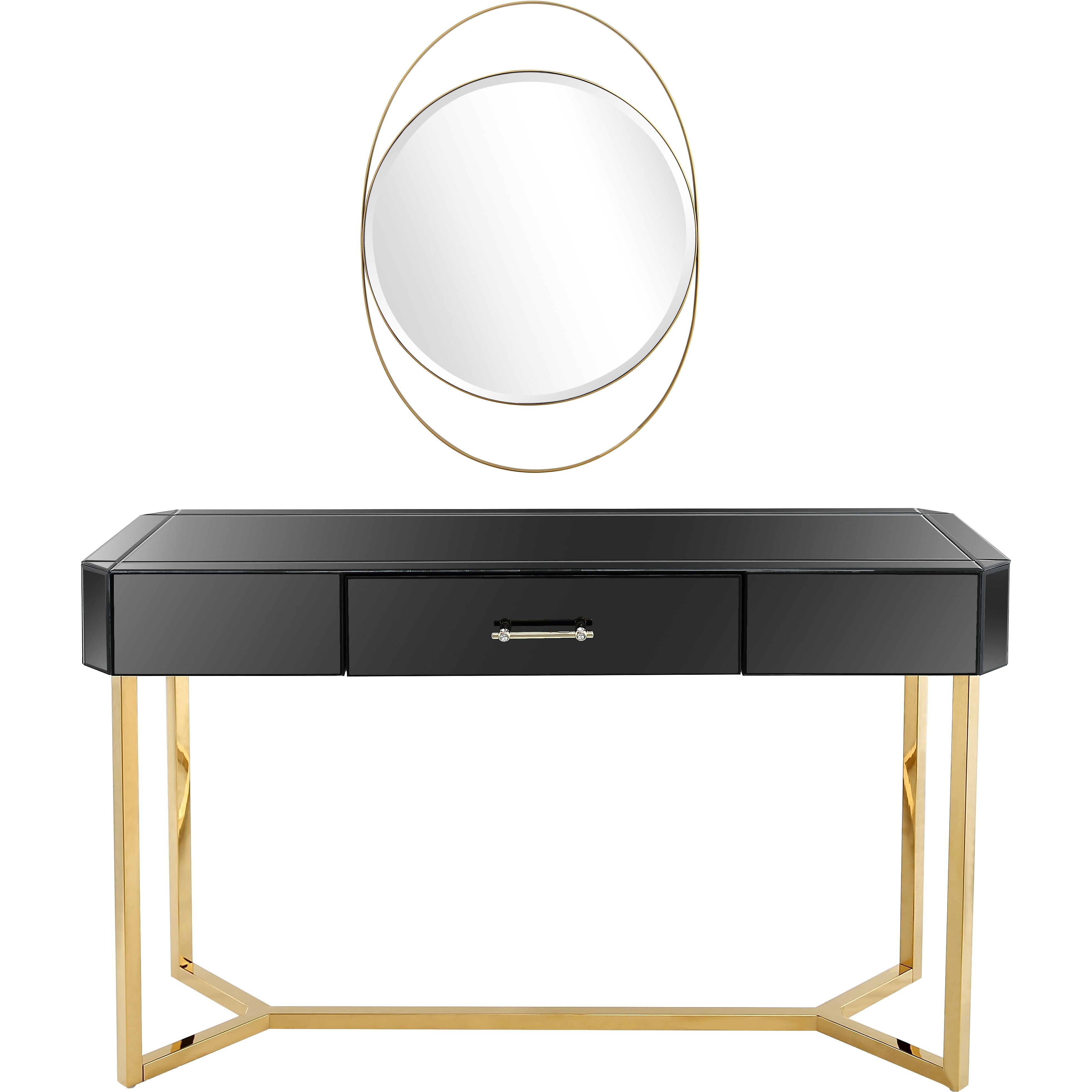 Black Gold Mirror Console Table