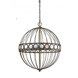 Category: Dropship Outdoors, SKU #398073, Title: Aria 6-Light Oil-Rubbed Bronze Globe Pendant With Mother Of Pearl Accents