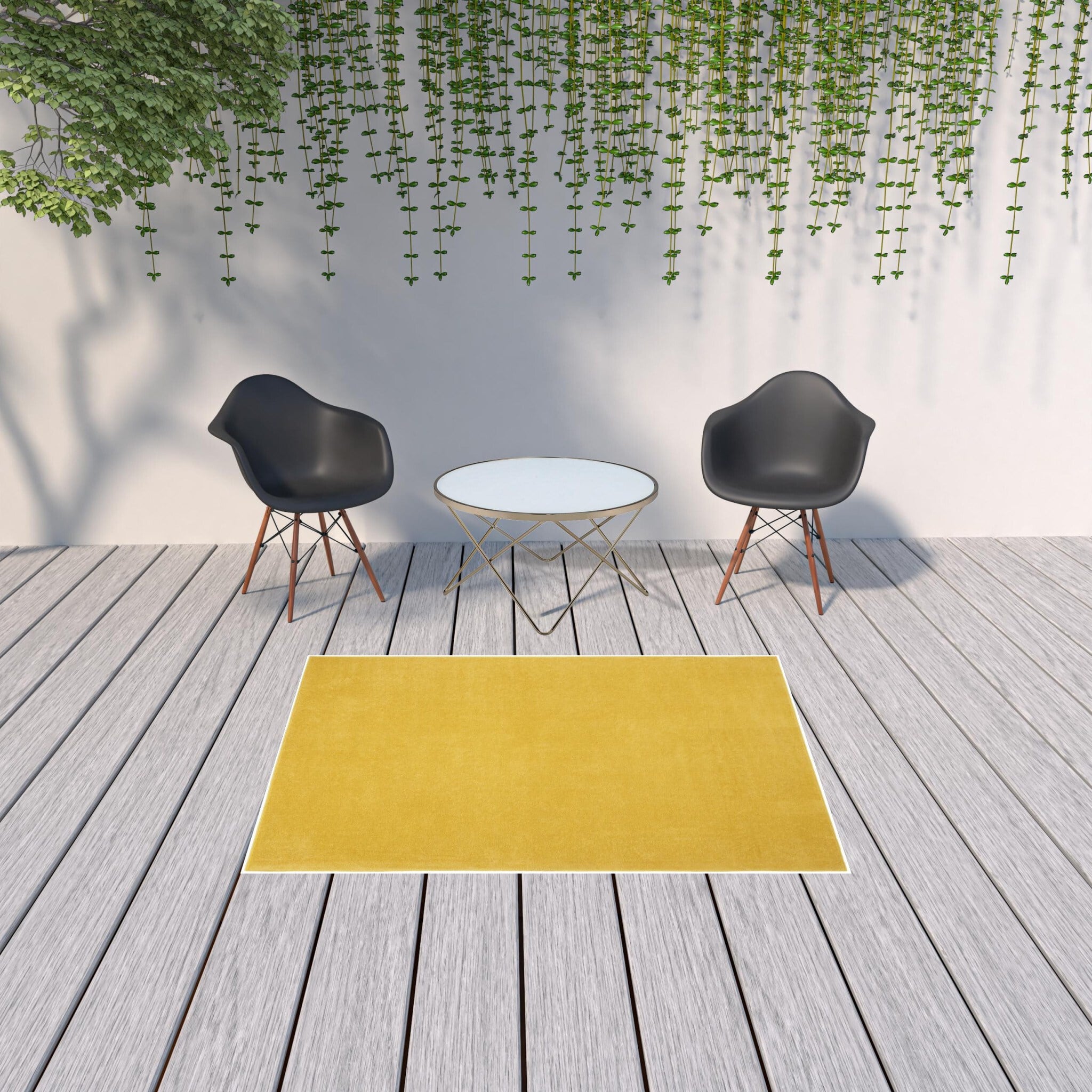 5' X 7' Yellow Non Skid Indoor Outdoor Area Rug - Image 3