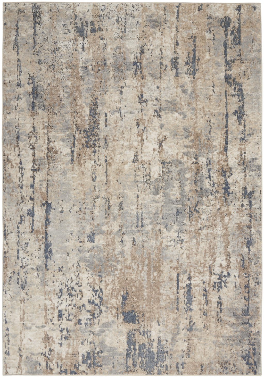 5' X 7' Beige And Grey Abstract Power Loom Non Skid Area Rug - Image 2