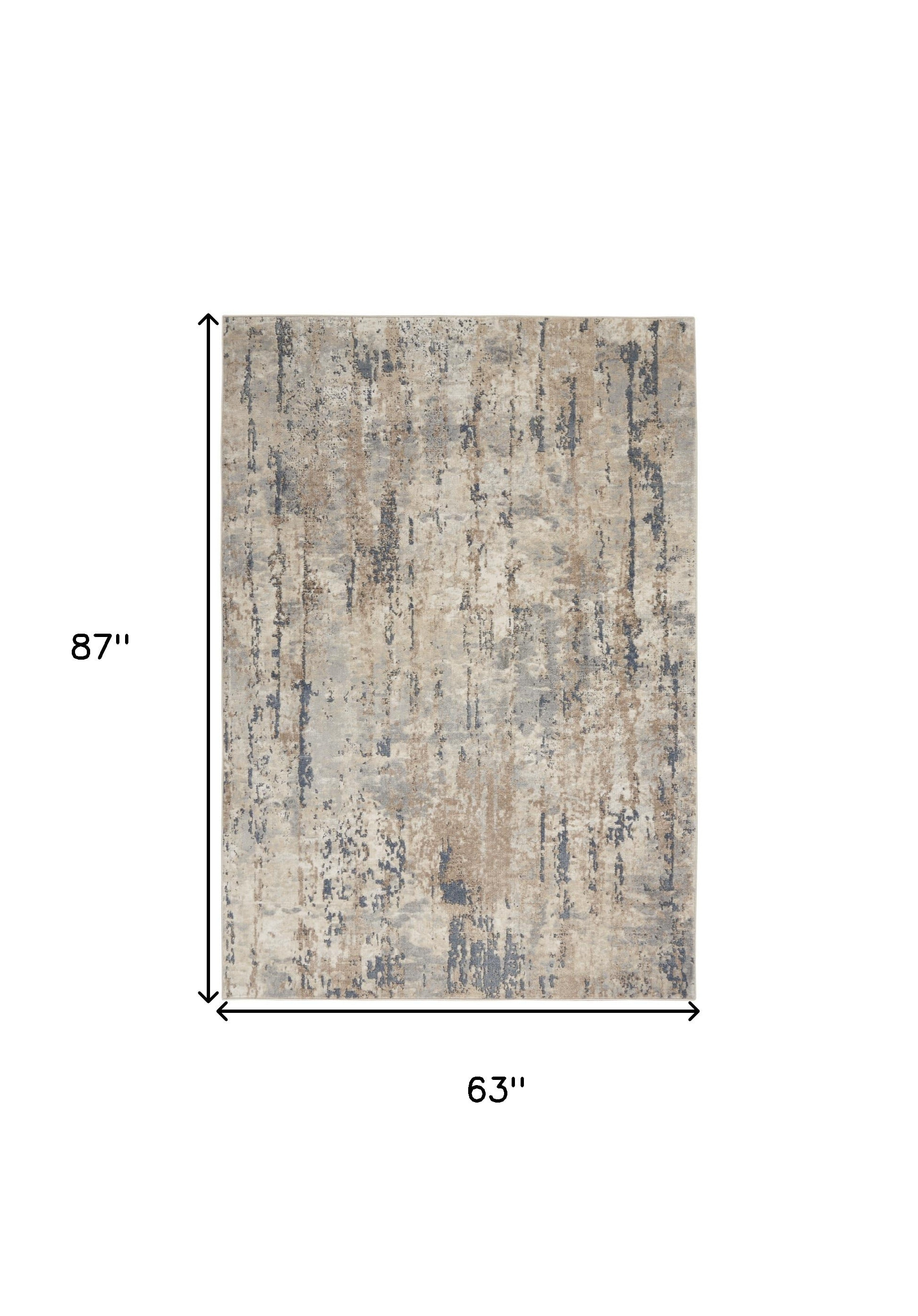 5' X 7' Beige And Grey Abstract Power Loom Non Skid Area Rug - Image 6