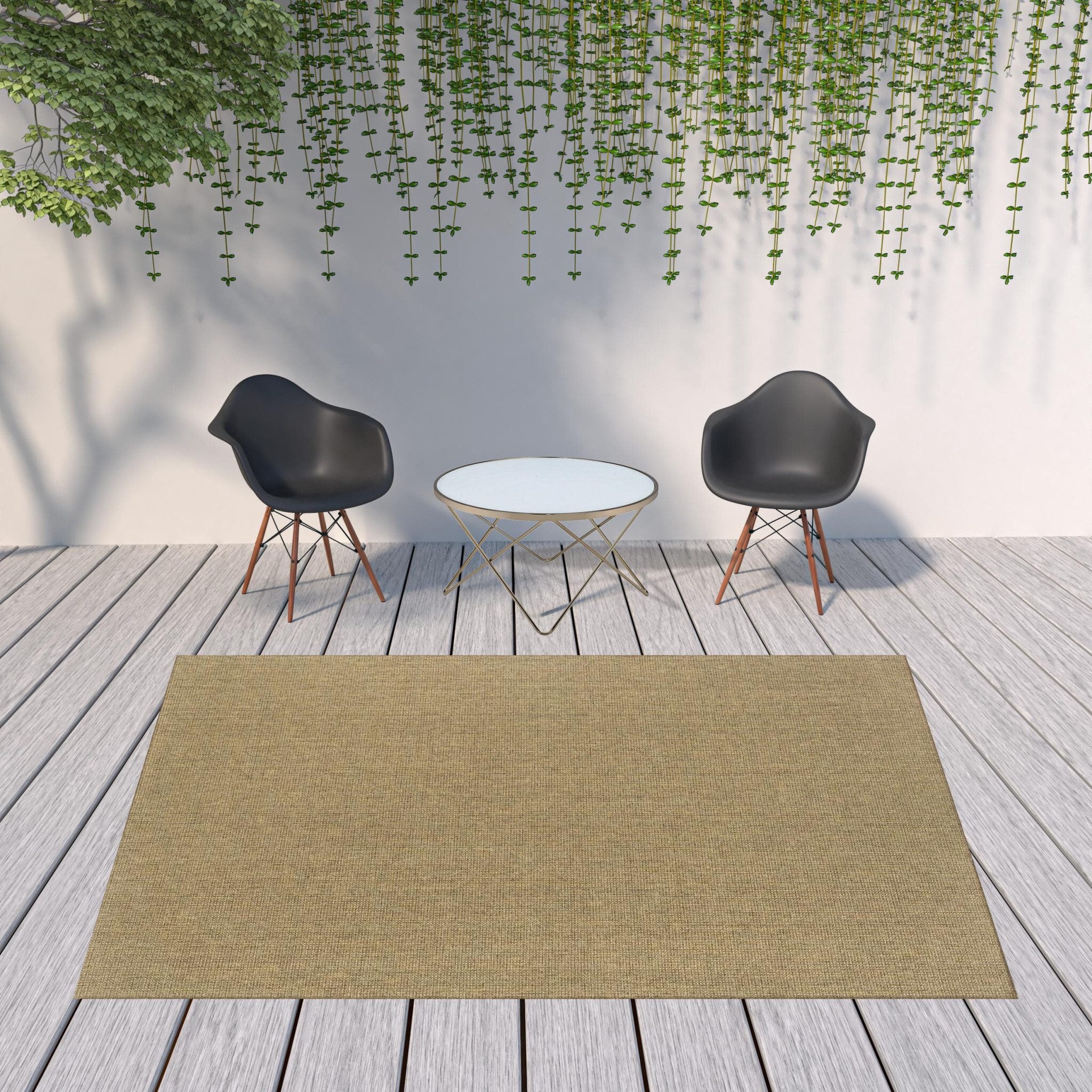 8' X 11' Tan Stain Resistant Indoor Outdoor Area Rug - Image 3