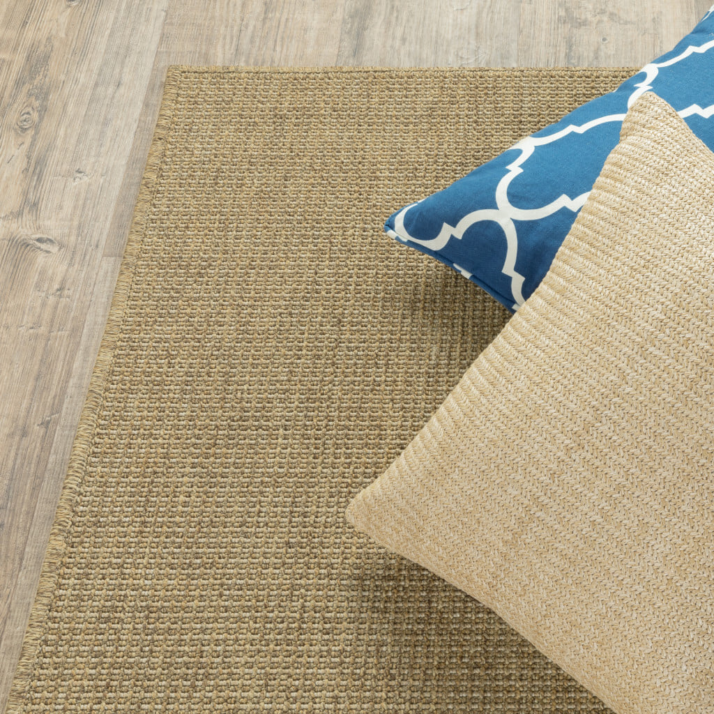 8' X 11' Tan Stain Resistant Indoor Outdoor Area Rug - Image 7