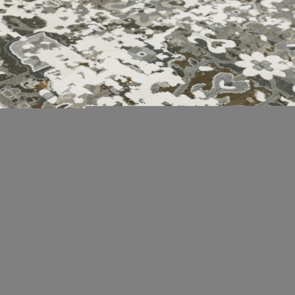 4' X 6' Gray and Ivory Oriental Power Loom Area Rug - Image 4