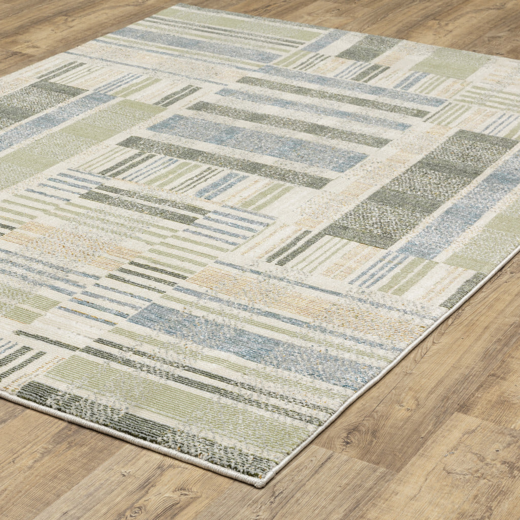 10' X 13' Gray and Ivory Geometric Power Loom Area Rug - Image 5