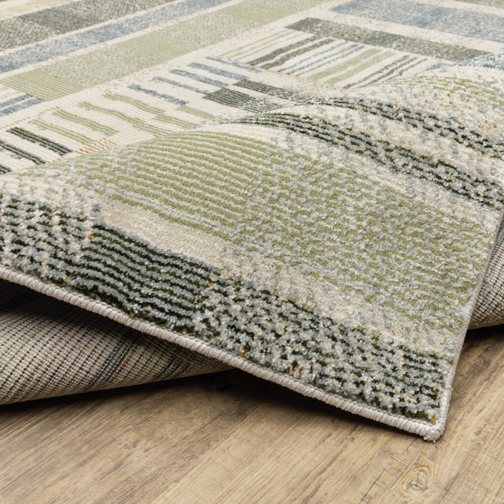 10' X 13' Gray and Ivory Geometric Power Loom Area Rug - Image 6
