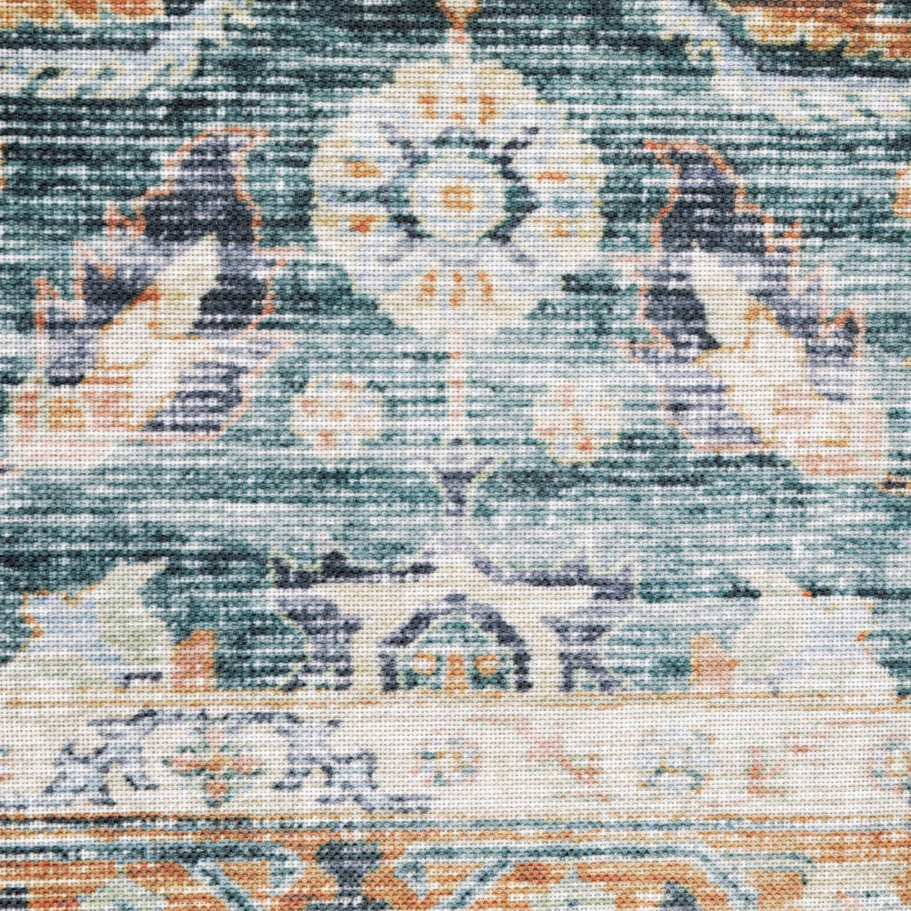 7' X 10' Blue and Beige Oriental Non Skid Area Rug - Image 6
