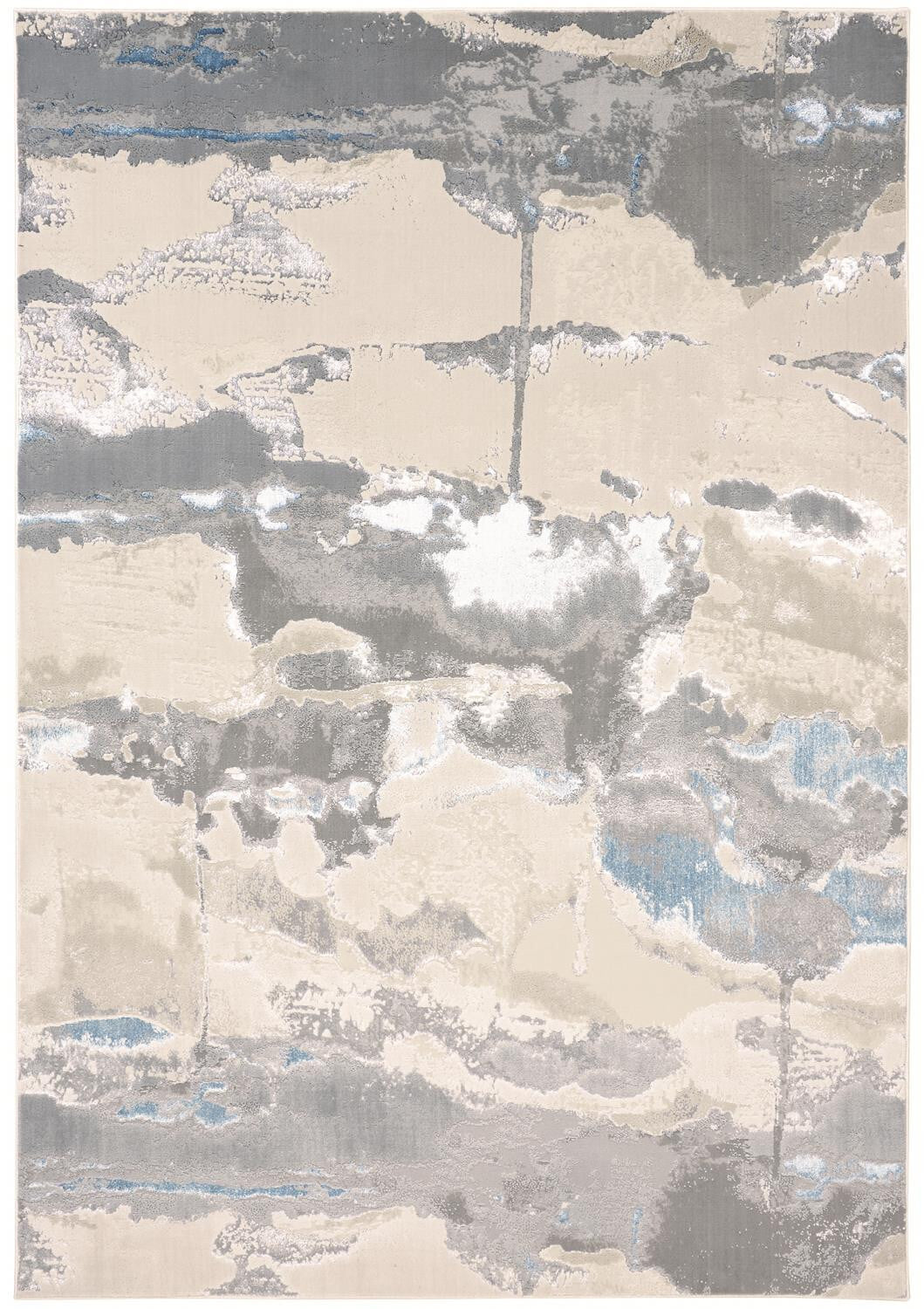 10' X 13' Ivory Gray And Blue Abstract Stain Resistant Area Rug - Image 2