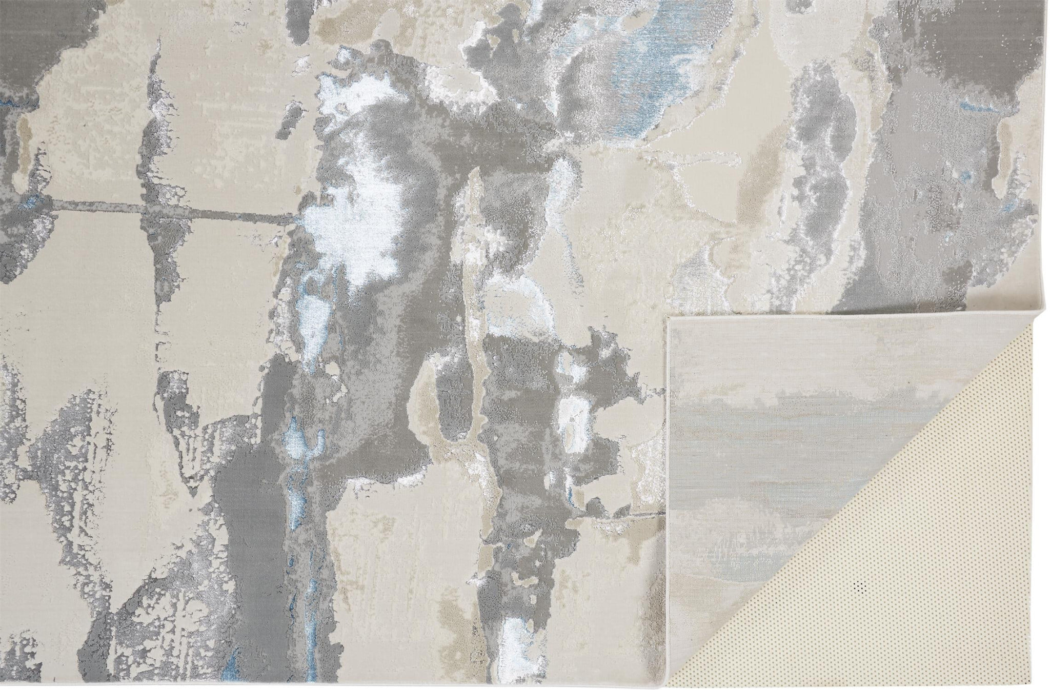 10' X 13' Ivory Gray And Blue Abstract Stain Resistant Area Rug - Image 4