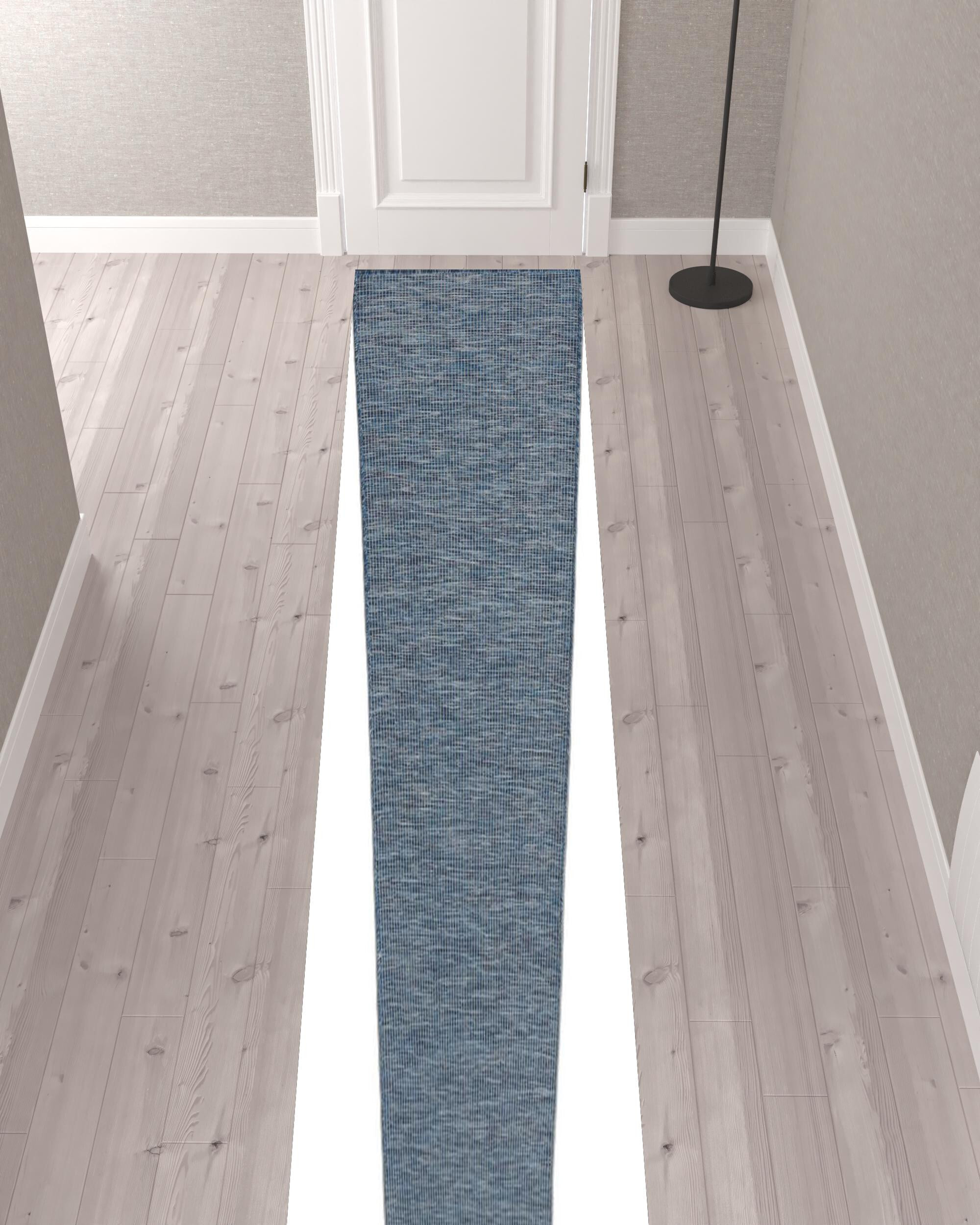 12' Navy Blue Power Loom Runner Rug - Image 3