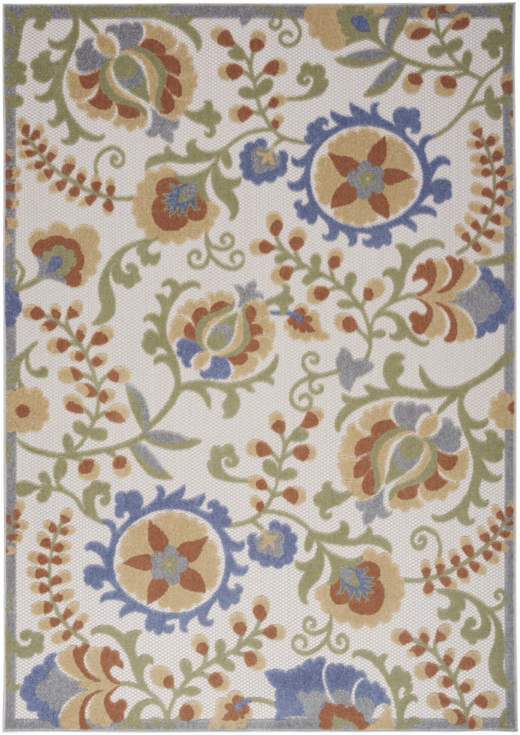 4' X 6' Blue And Yellow Floral Power Loom Area Rug - Image 2