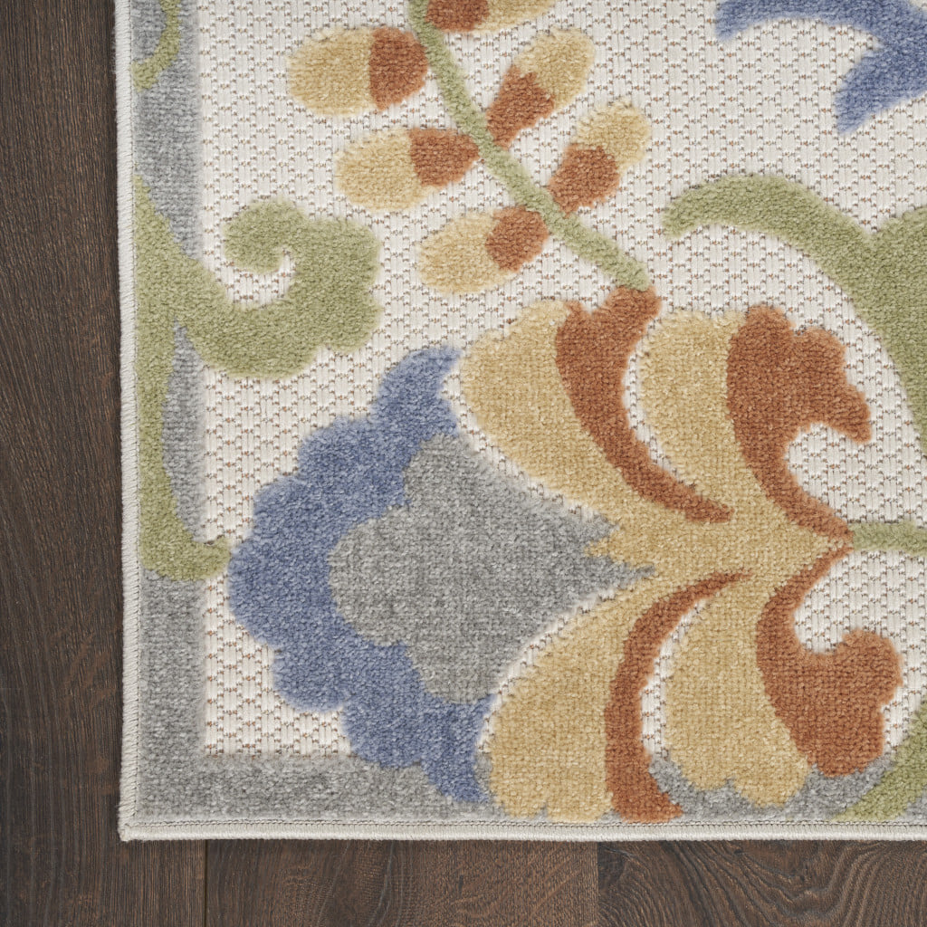 4' X 6' Blue And Yellow Floral Power Loom Area Rug - Image 3