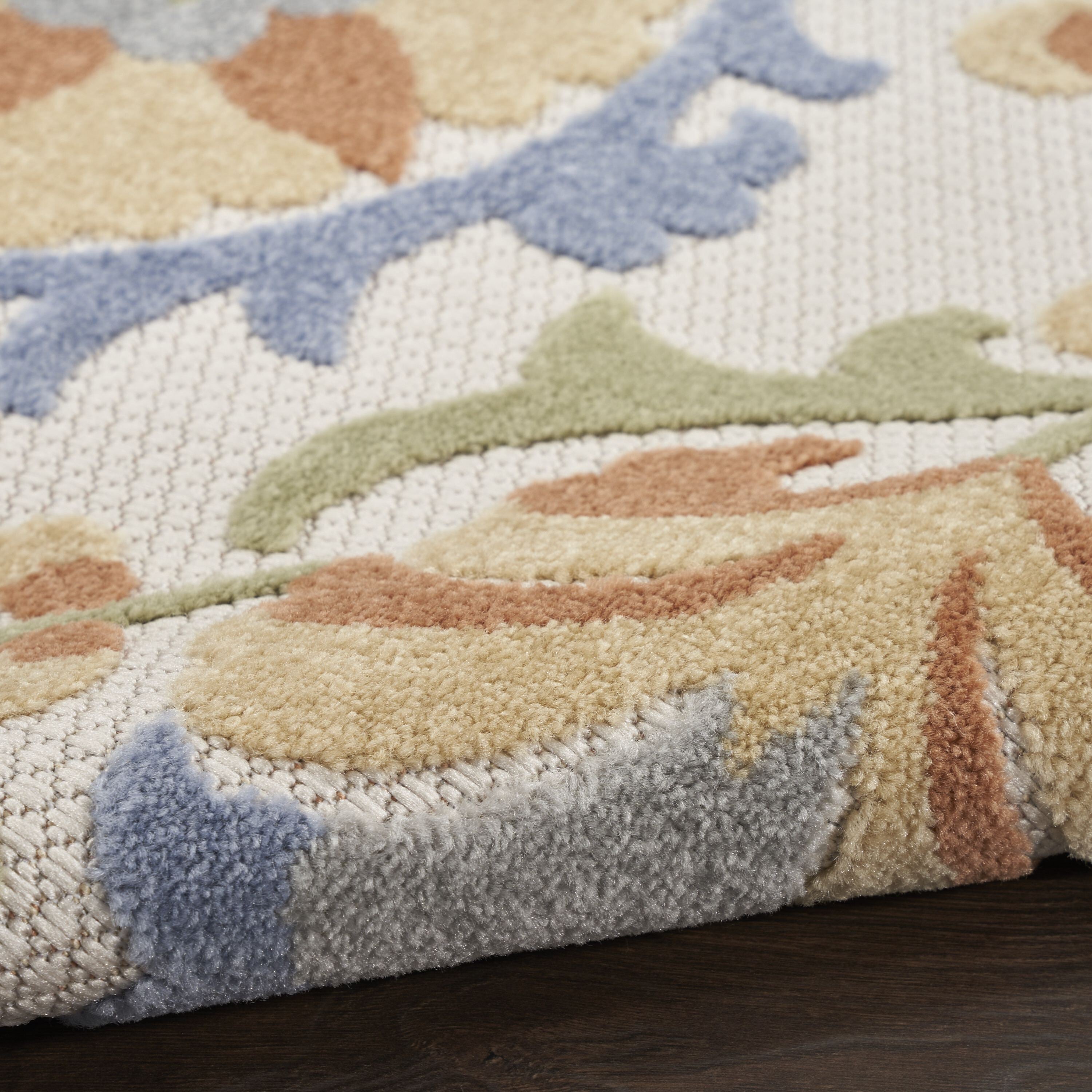 4' X 6' Blue And Yellow Floral Power Loom Area Rug - Image 6