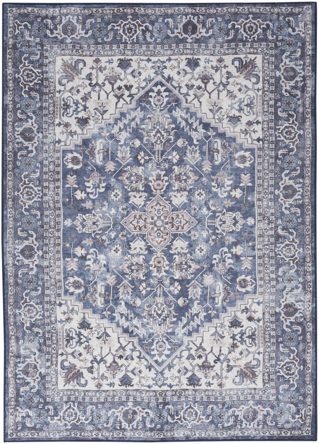 6' X 9' Gray Floral Power Loom Distressed Washable Area Rug - Image 2