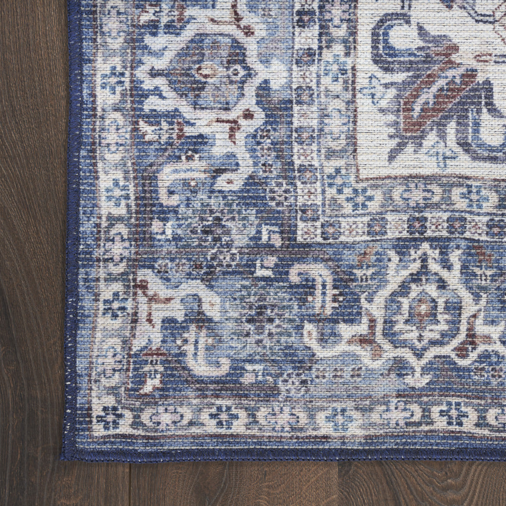 6' X 9' Gray Floral Power Loom Distressed Washable Area Rug - Image 3