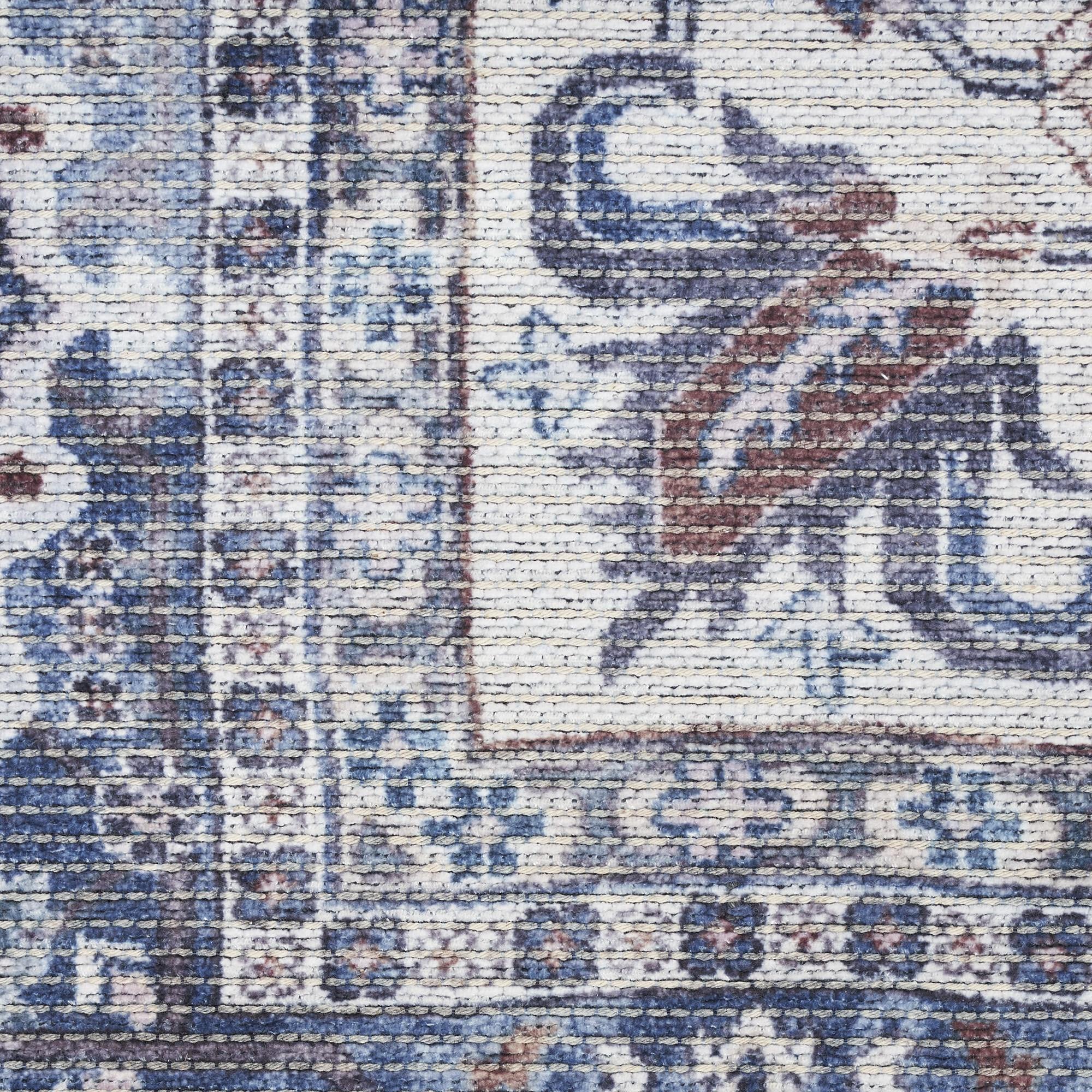 6' X 9' Gray Floral Power Loom Distressed Washable Area Rug - Image 5