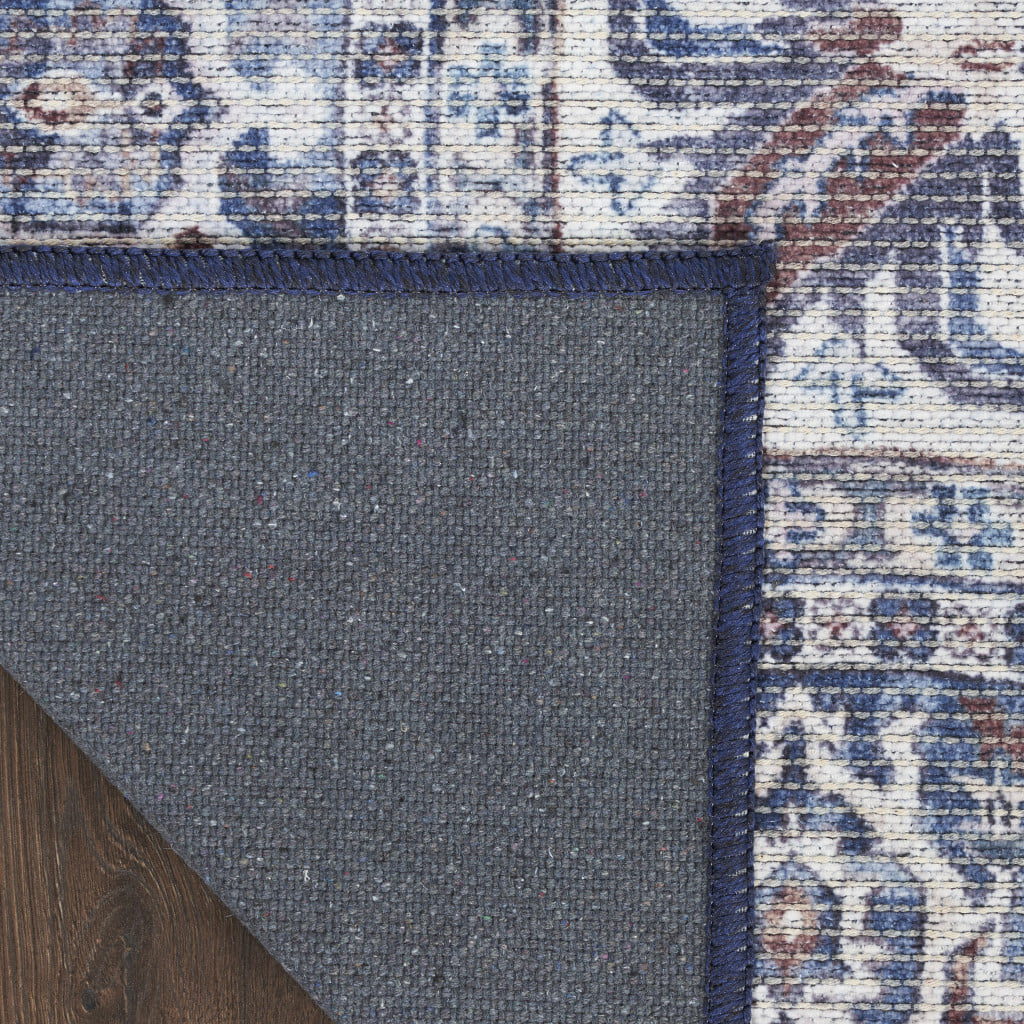 6' X 9' Gray Floral Power Loom Distressed Washable Area Rug - Image 6