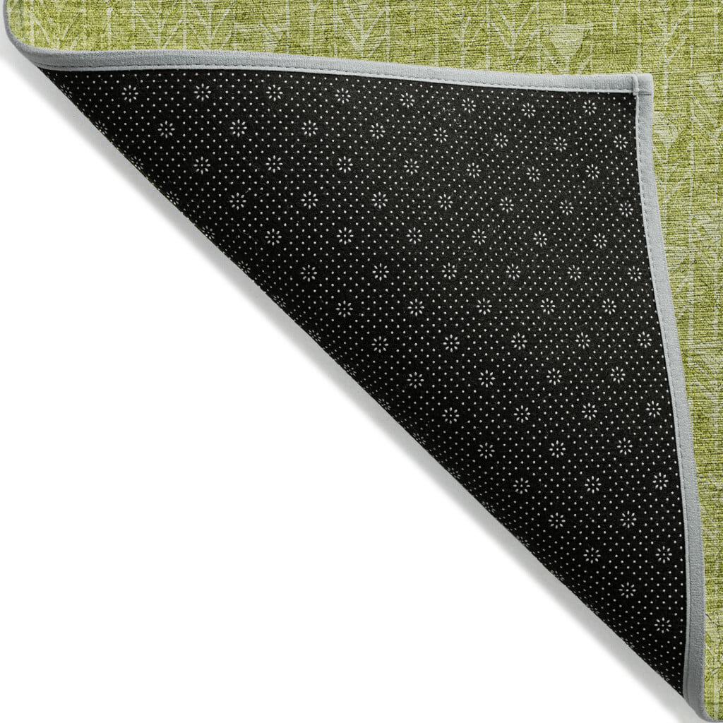 9' X 12' Moss Green Geometric Washable Non Skid Indoor Outdoor Area Rug - Image 7