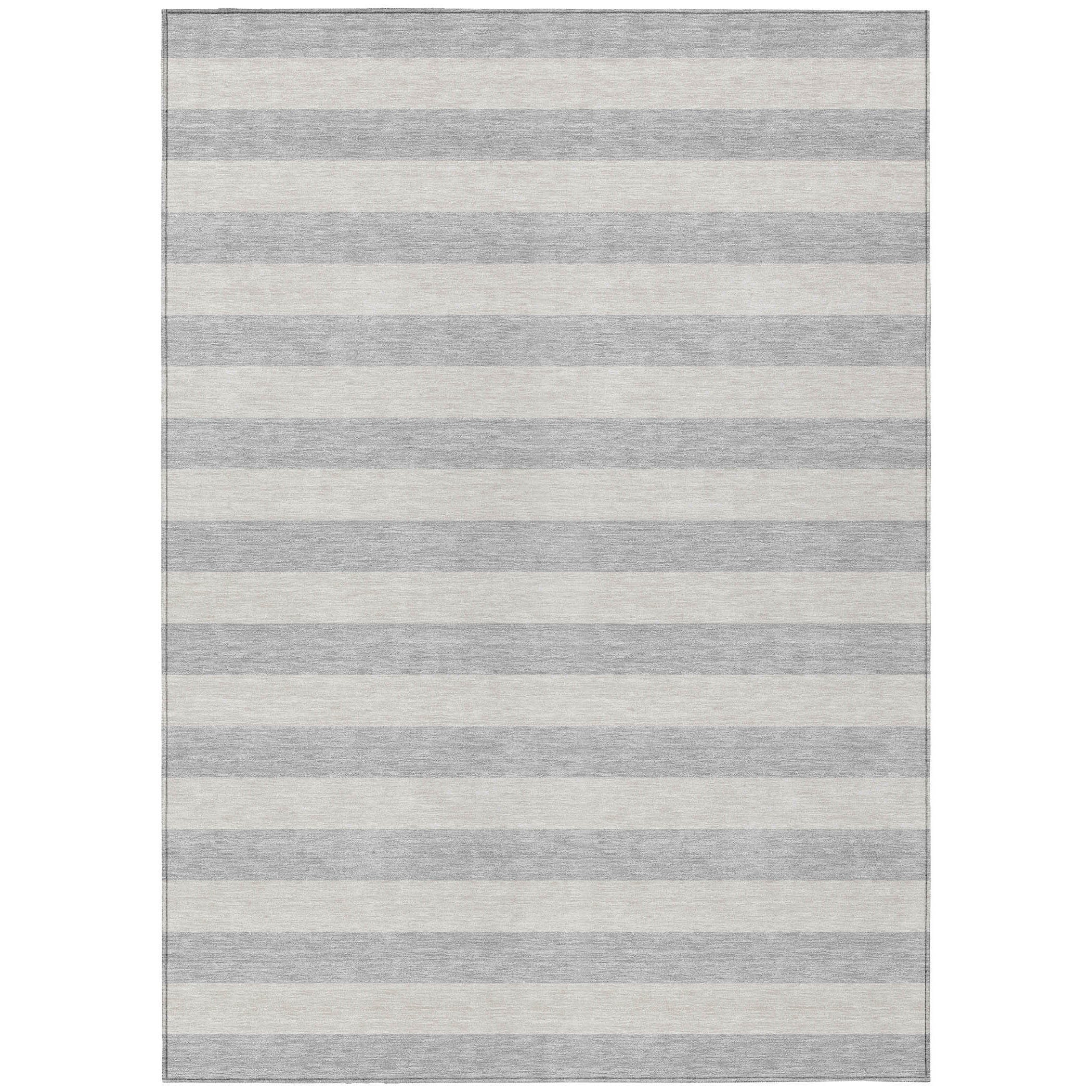 10' X 14' Gray and Ivory Striped Washable Non Skid Indoor Outdoor Area Rug - Image 3