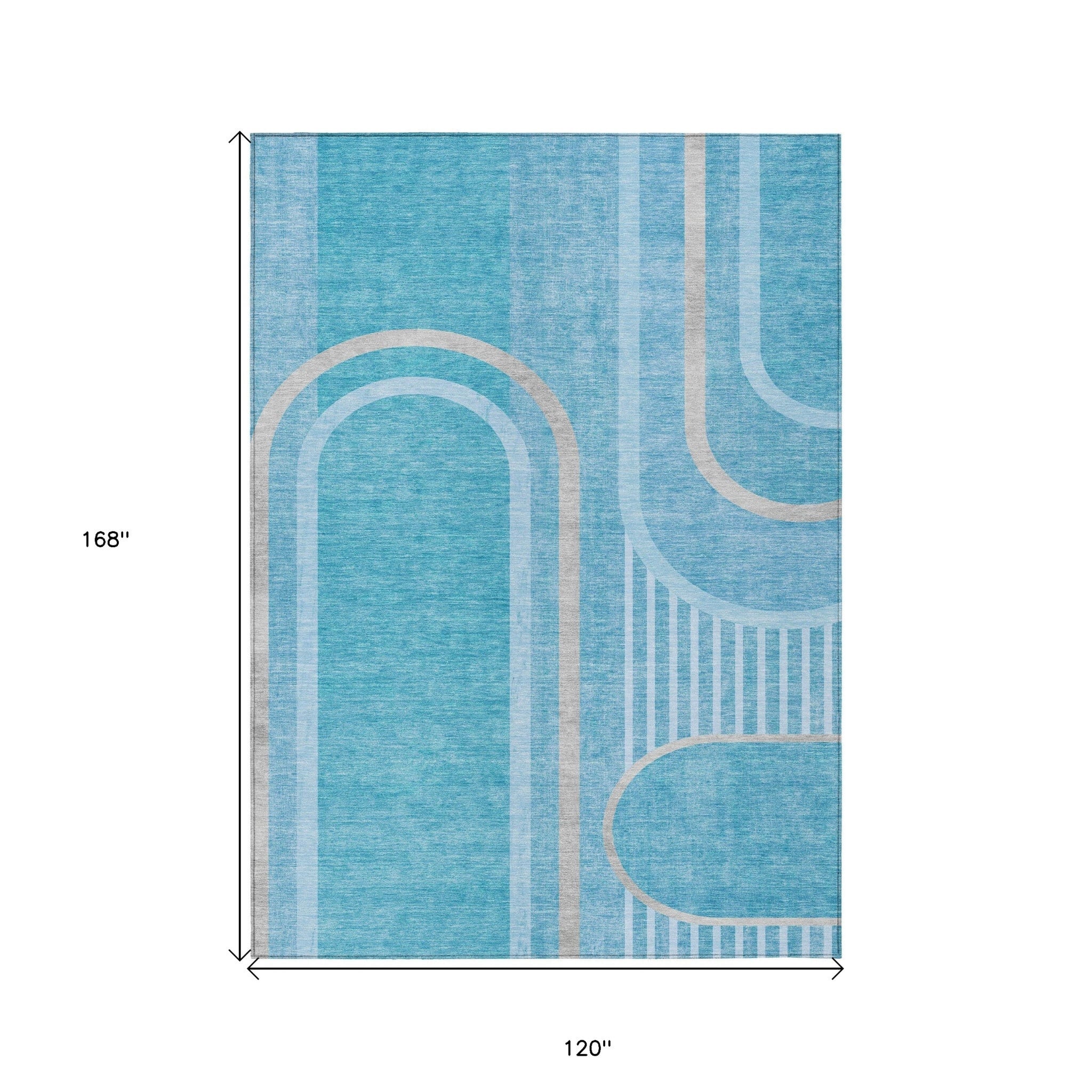 10' X 14' Teal Abstract Washable Indoor Outdoor Area Rug - Image 4