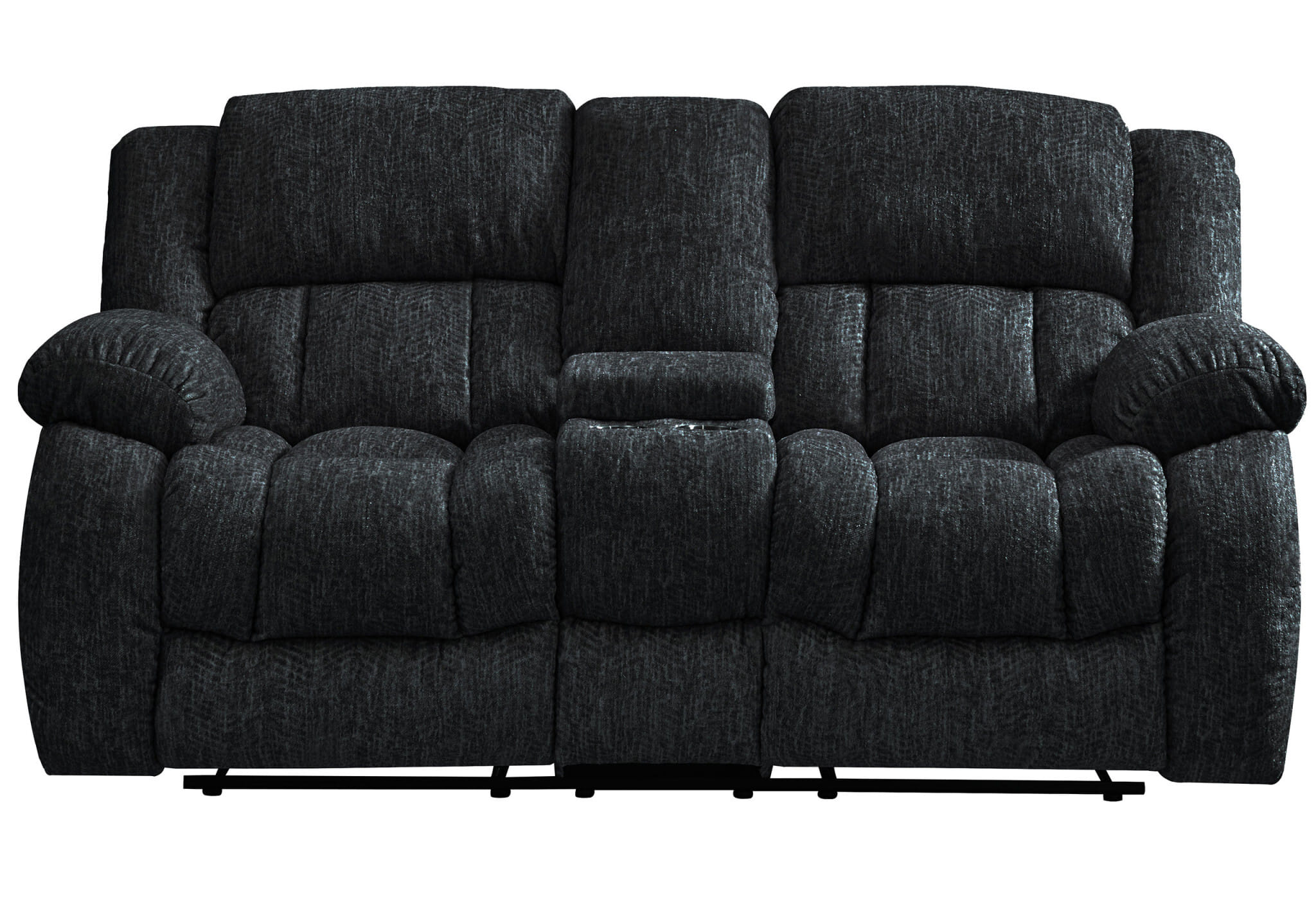 77" Black Manual Reclining Loveseat With Storage - Image 3