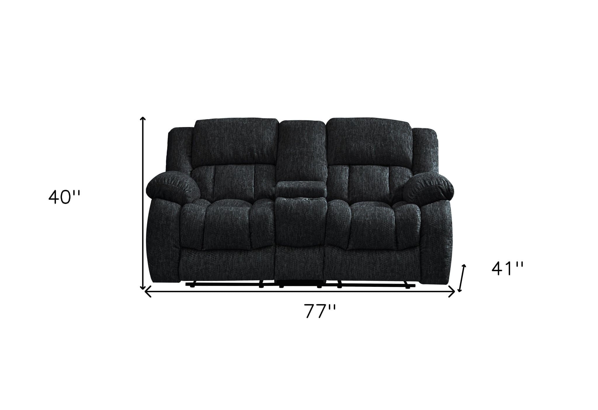 77" Black Manual Reclining Loveseat With Storage - Image 7