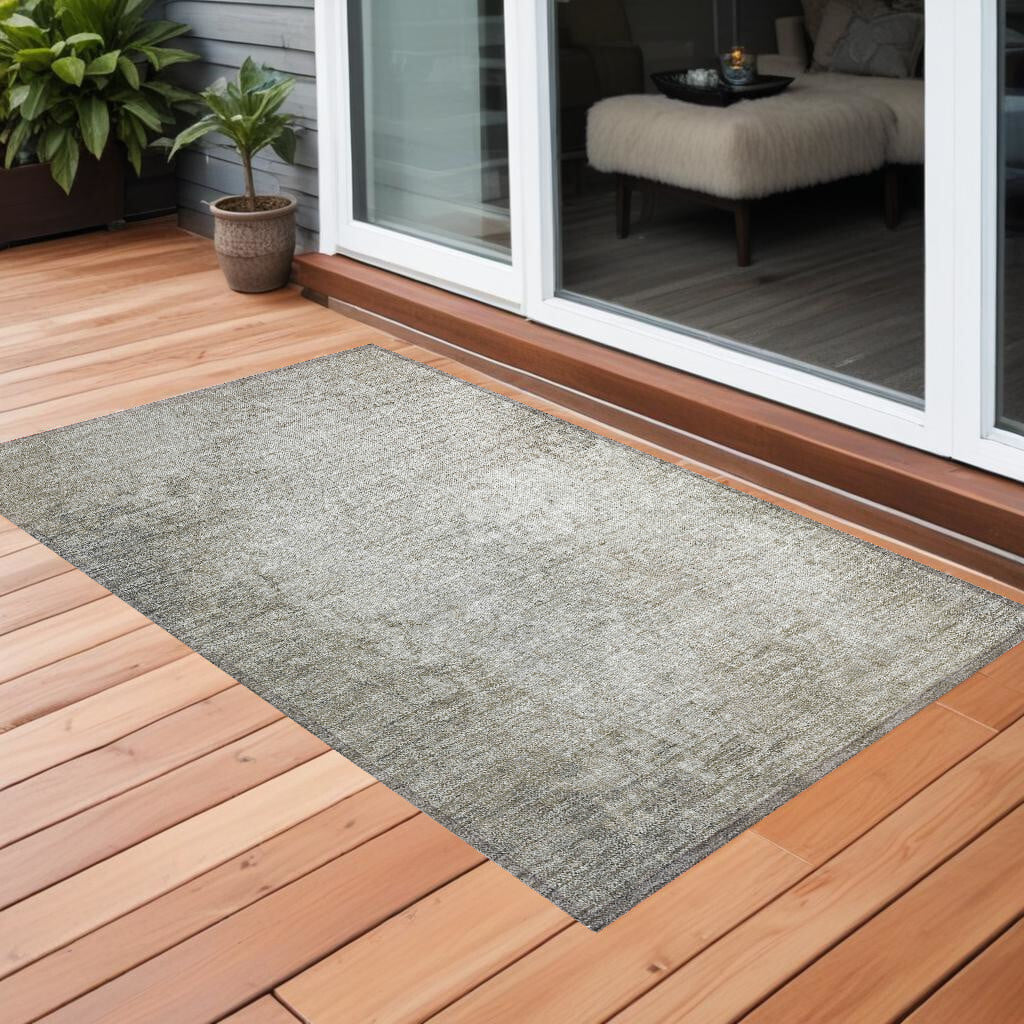 3' X 5' Beige Washable Non Skid Indoor Outdoor Area Rug - Image 2