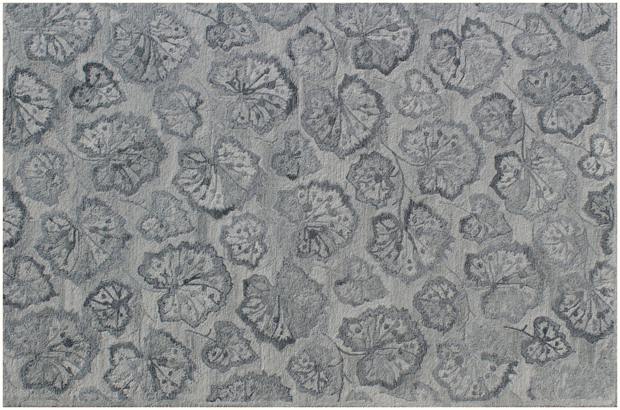 9' X 12' Silver Floral Hand Tufted Non Skid Area Rug - Image 5
