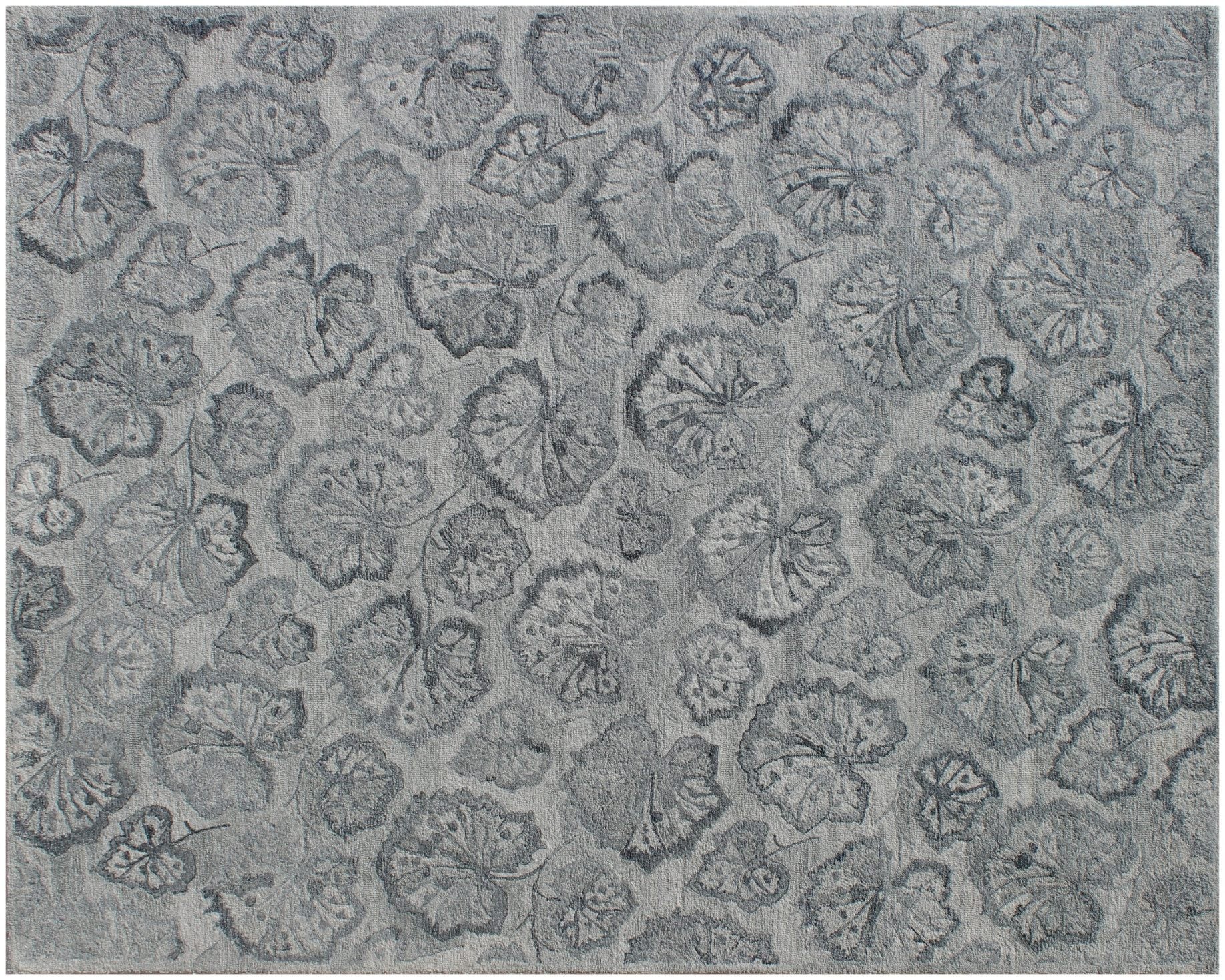 9' X 12' Silver Floral Hand Tufted Non Skid Area Rug - Image 7