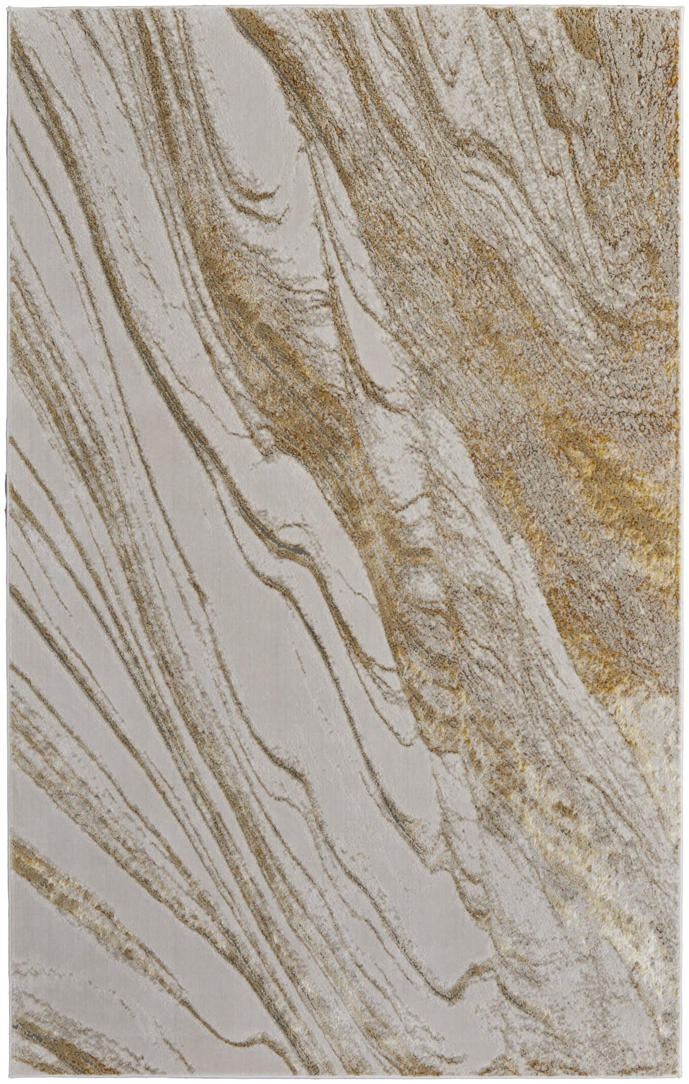10' X 13' Ivory Brown and Gold Abstract Power Loom Area Rug - Image 2