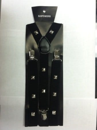 Halloween Wholesalers Men s Suspenders with studs Black