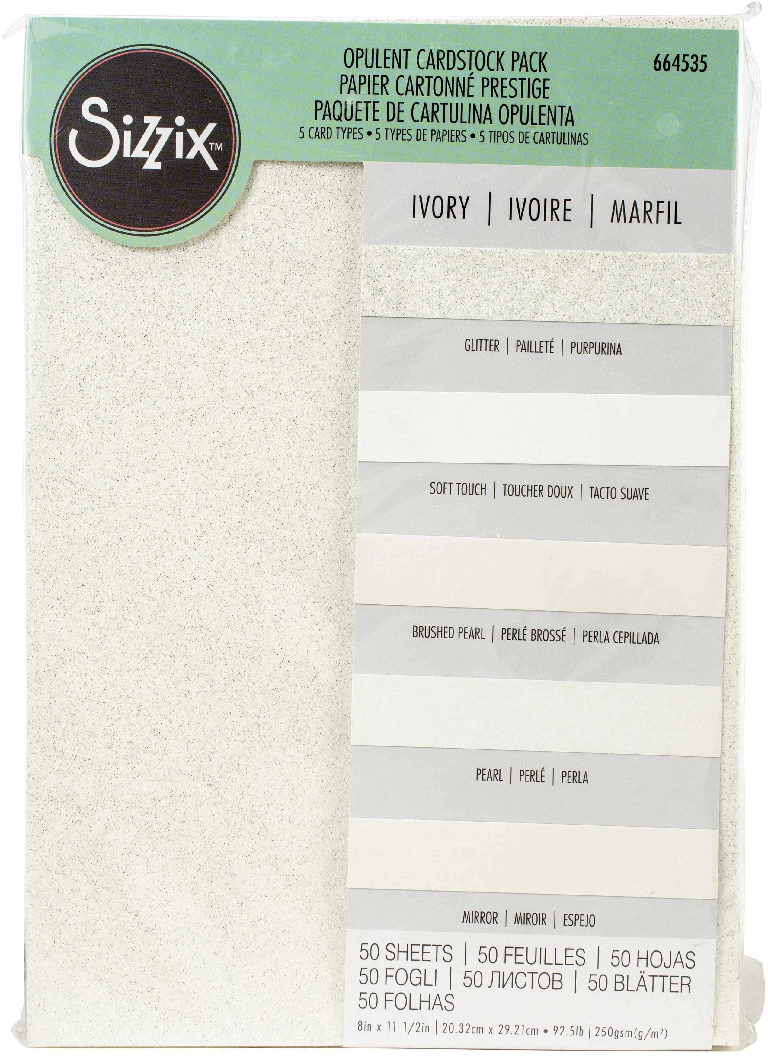 Sizzix Surfacez Opulent Cardstock Pack 8 X11.5 Inch 50 Per Pkg Ivory