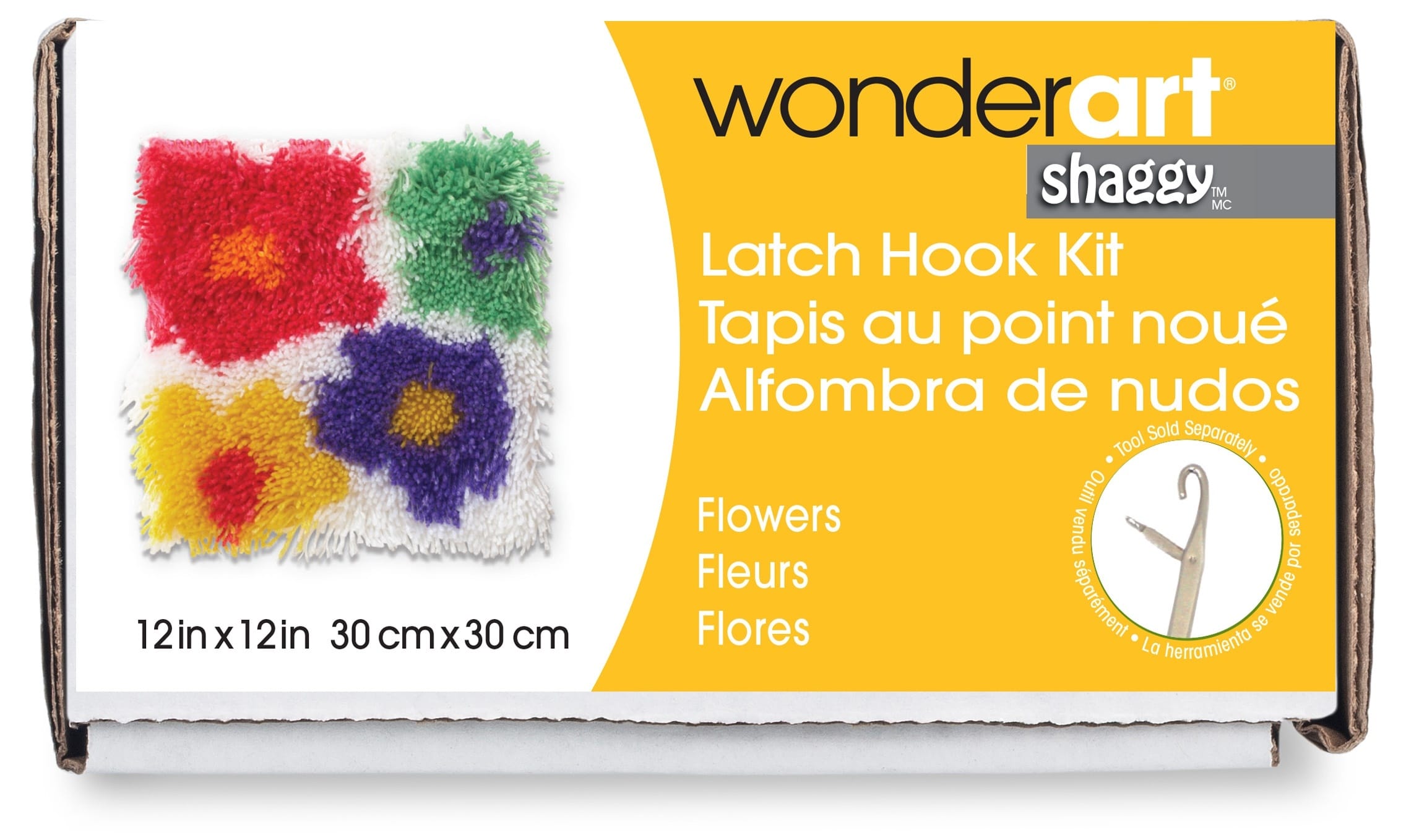 Wonderart Shaggy Latch Hook Kit 12inchX12inch Flowers