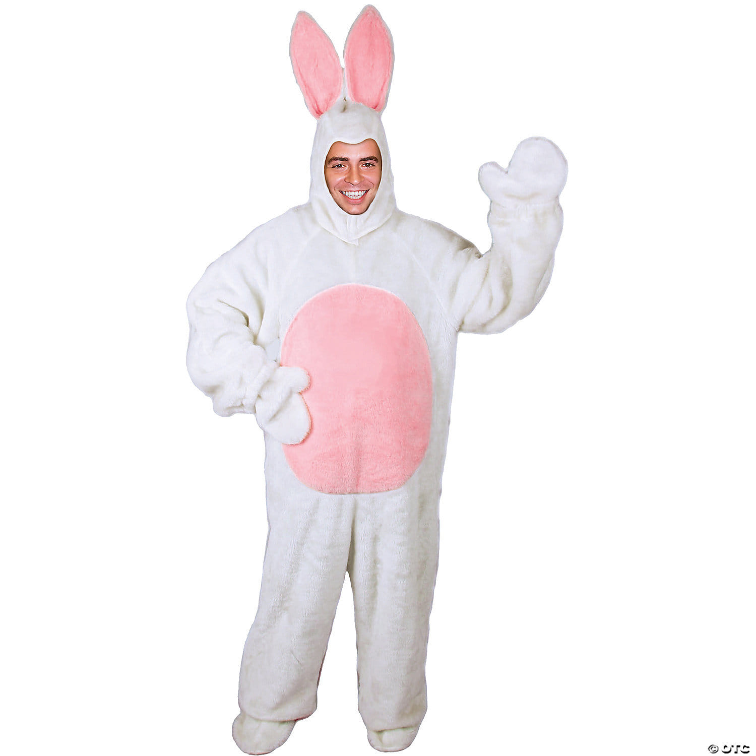 Adult White Easter Bunny Suit with Bunny Hood Costume  Large