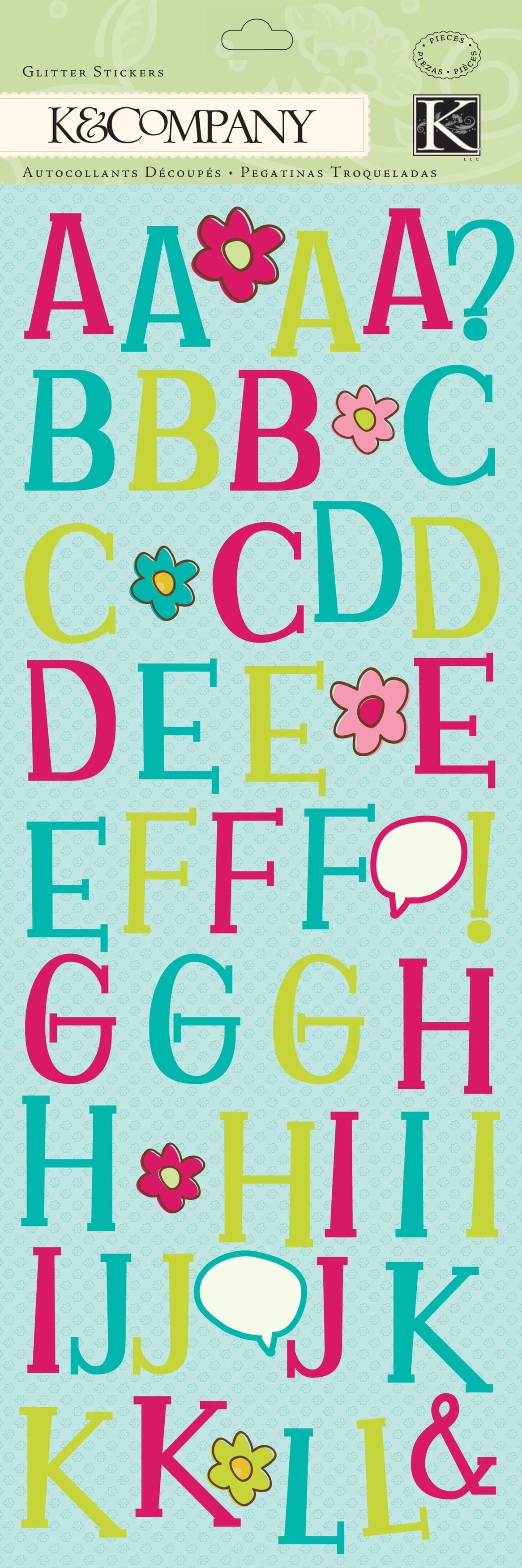 Glitter Stickers Multi Colored Alphabet