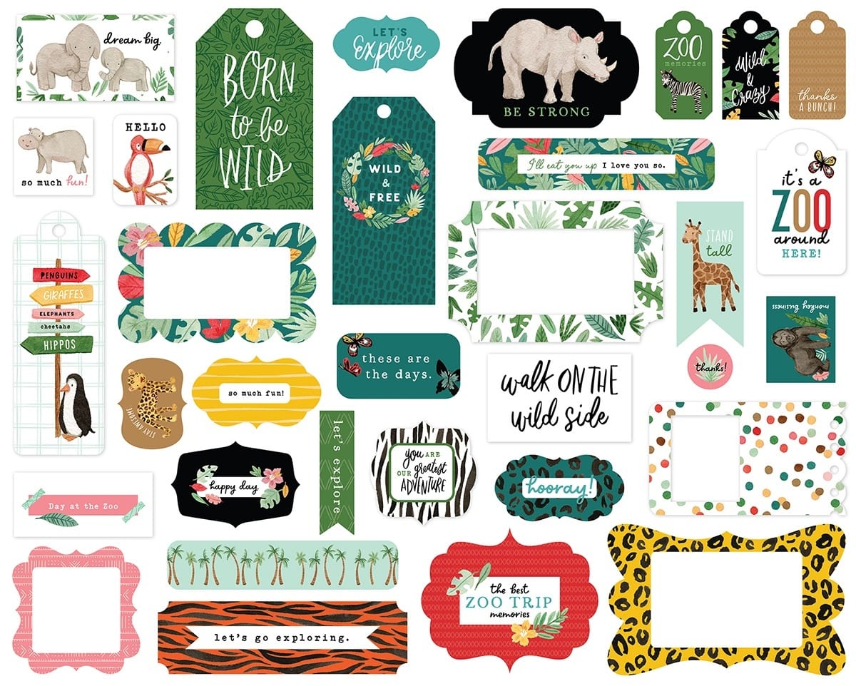 Echo Park Cardstock Ephemera 33 Per Pkg Frames and Tags, Animal Kingdom