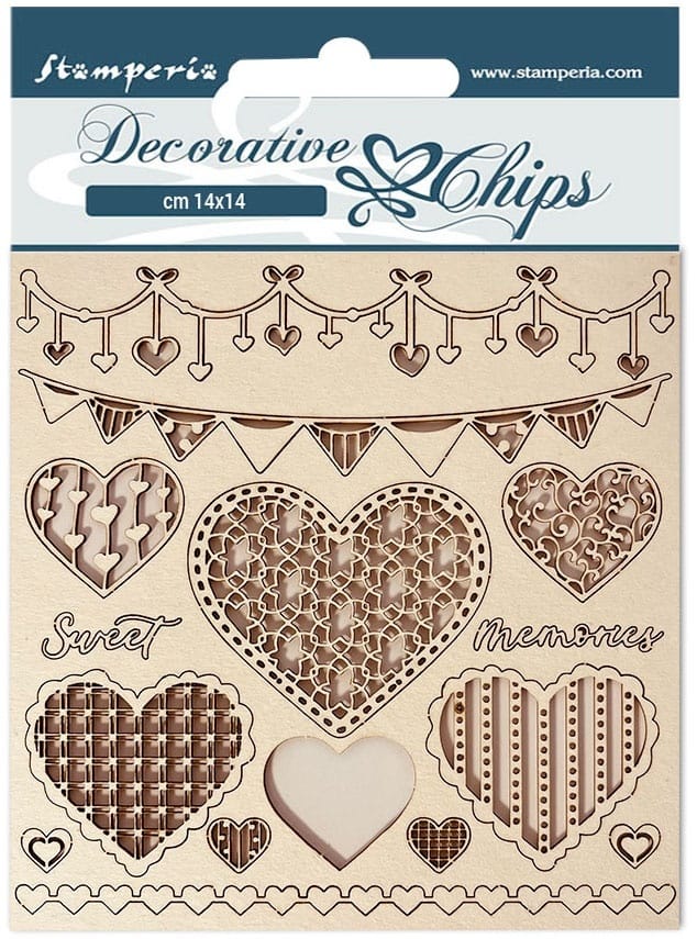 Stamperia Decorative Chips 5.5 X5.5 inch Day Dream Hearts inch