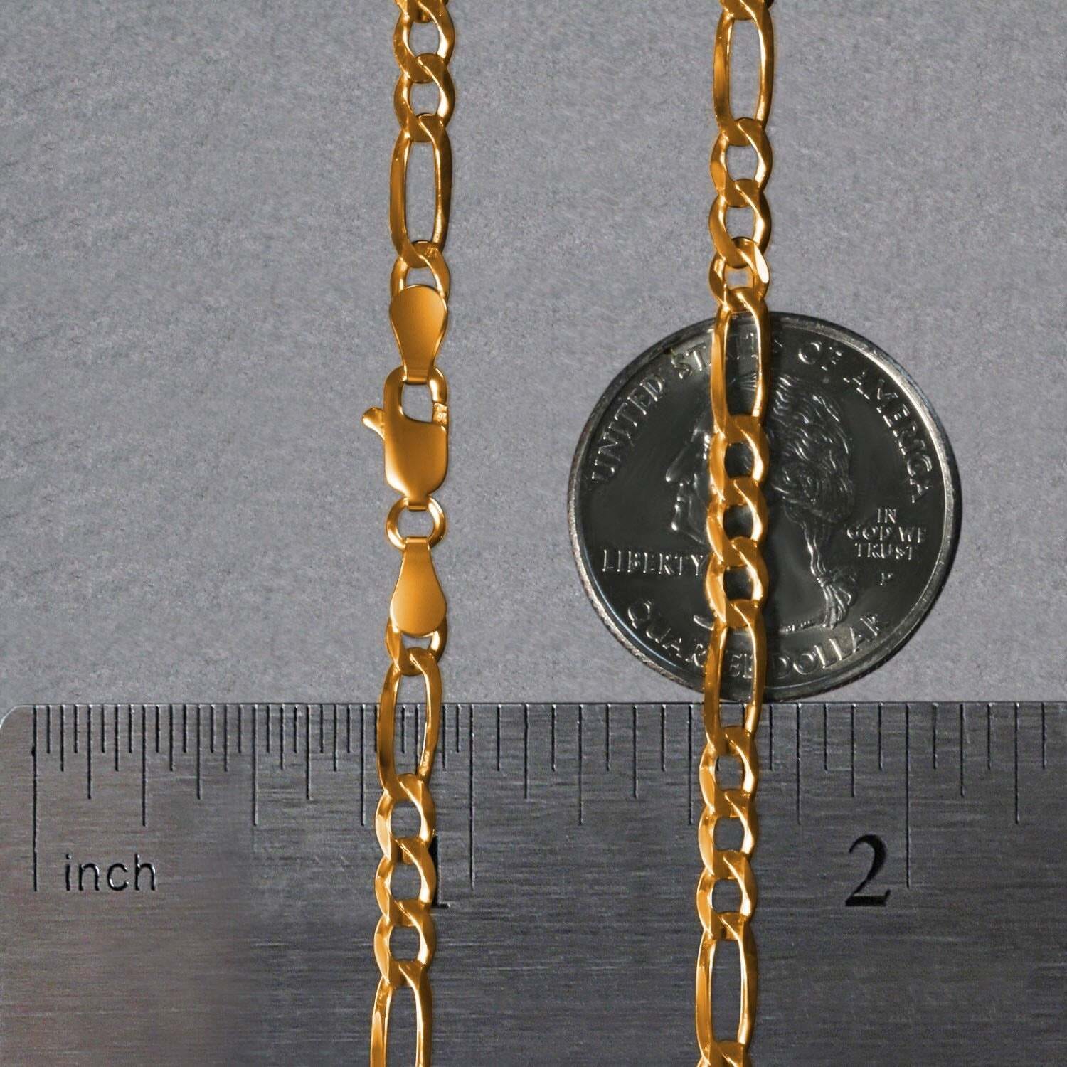 14k Yellow Gold Solid Figaro Chain (3.80 mm) - Image 2