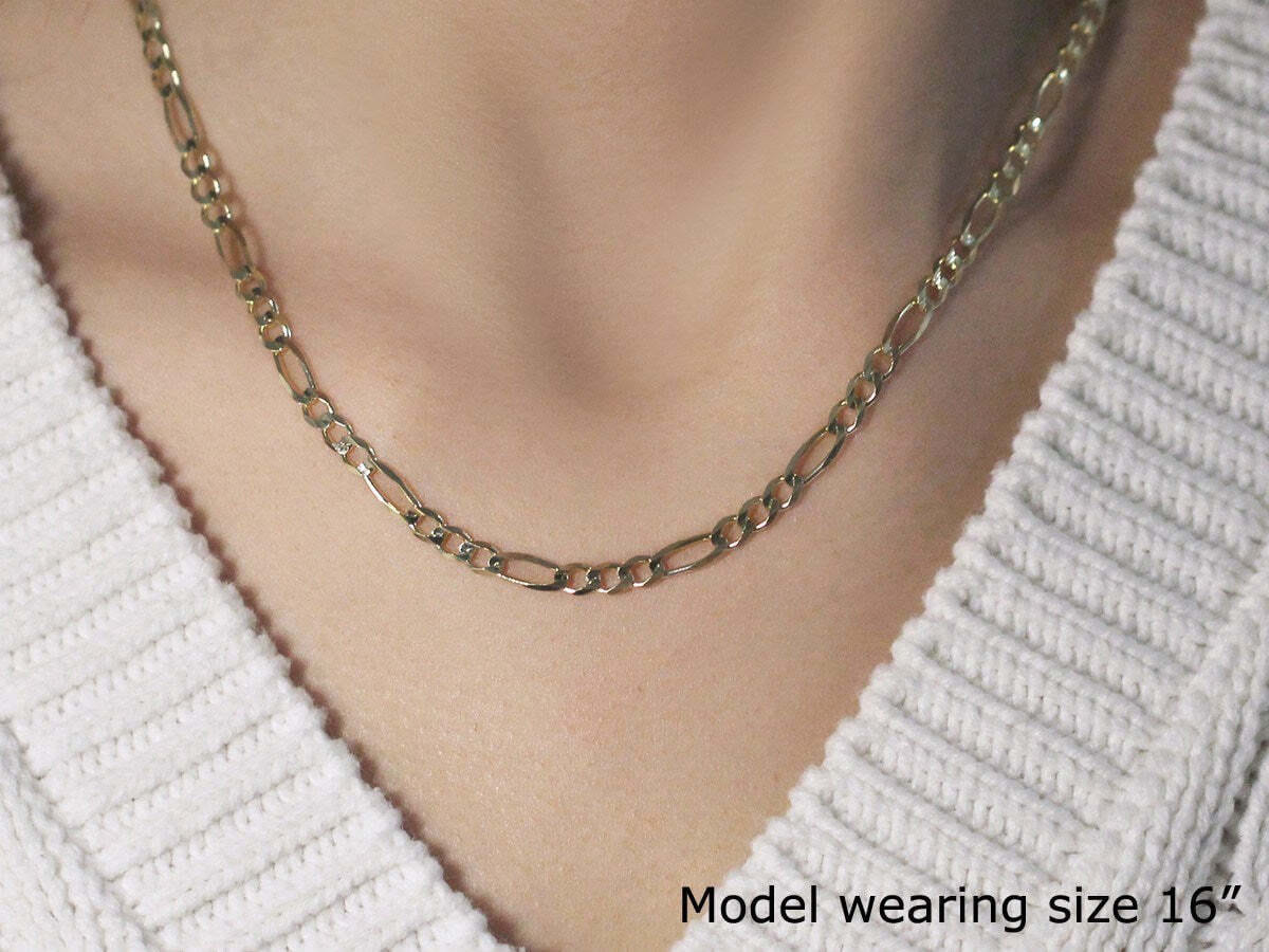 14k Yellow Gold Solid Figaro Chain (3.80 mm) - Image 4
