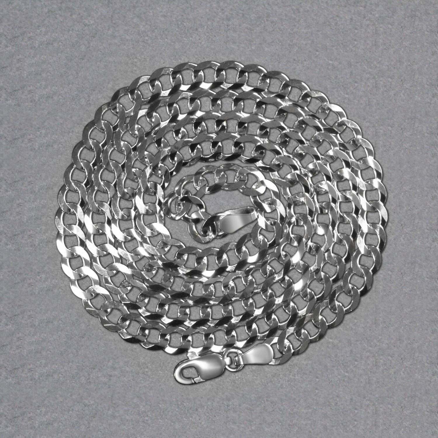 14k White Gold Solid Curb Chain (4.70 mm) - Image 2